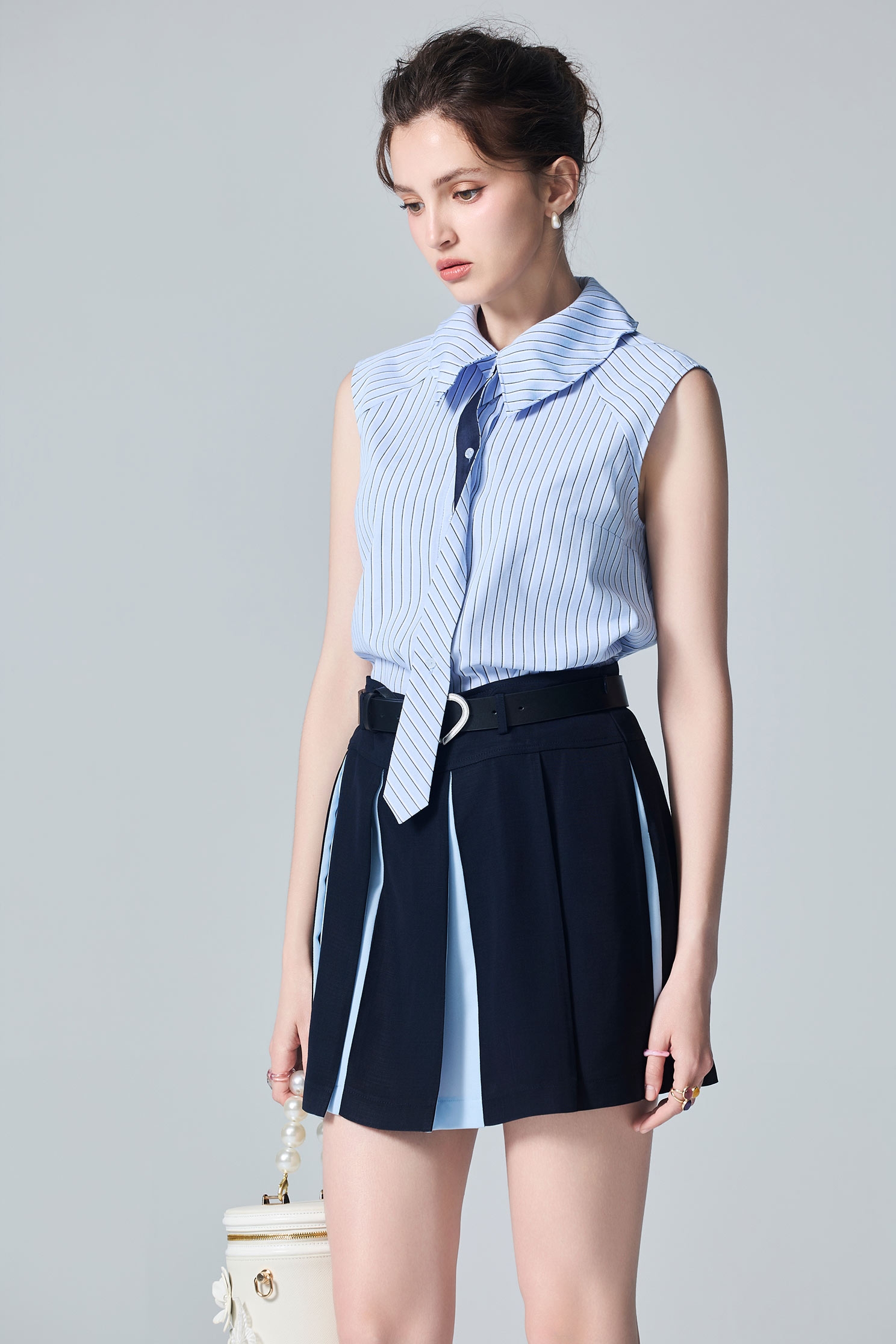 Colour Block Pleated SkirtColour Block Pleated Skirt,Pleated skirts,Season (AW) Look,Chiffon