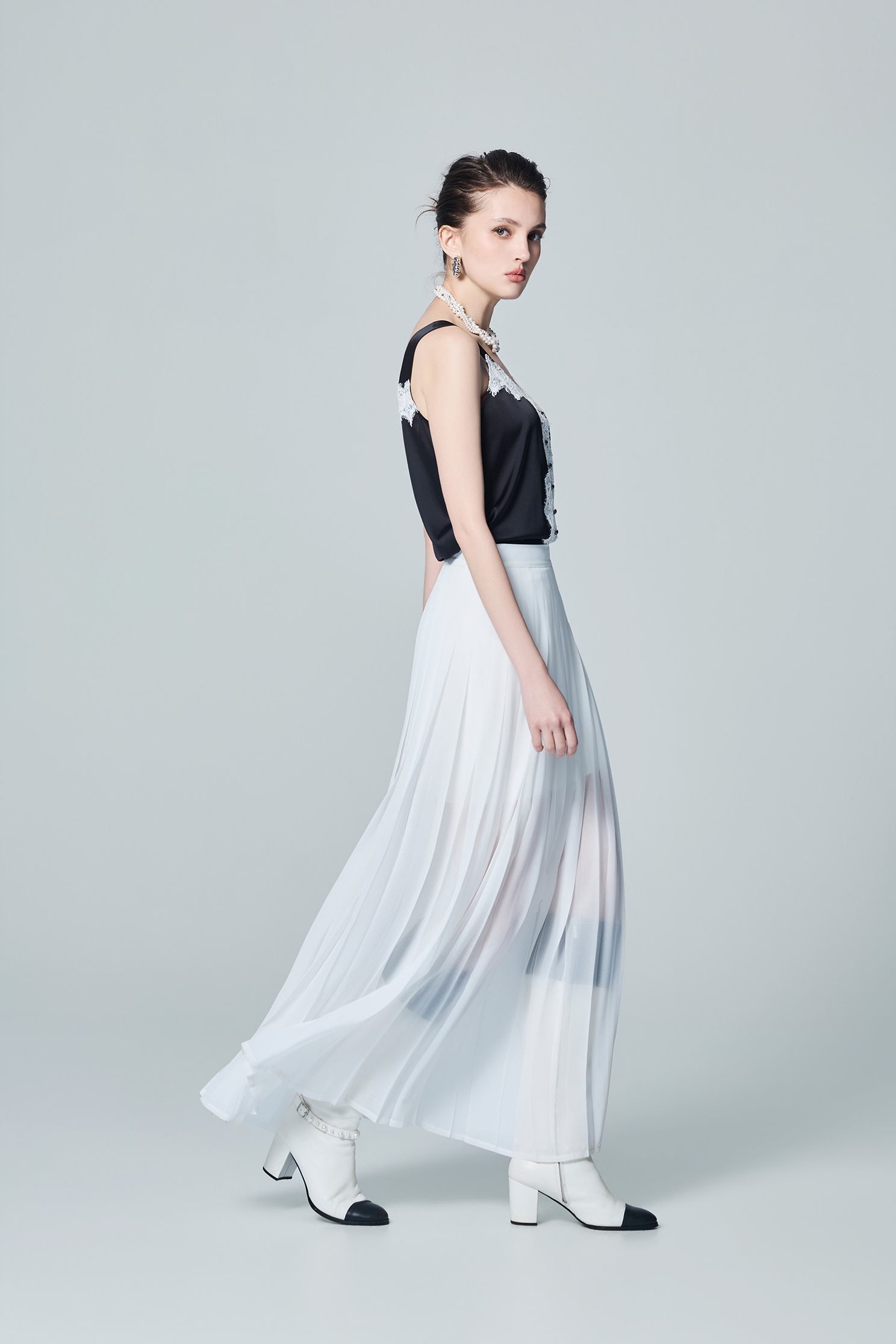 Pleated Double Layer Maxi SkirtPleated Double Layer Maxi Skirt,White skirts,Season (AW) Look,Knitted,Midi skirts,Chiffon
