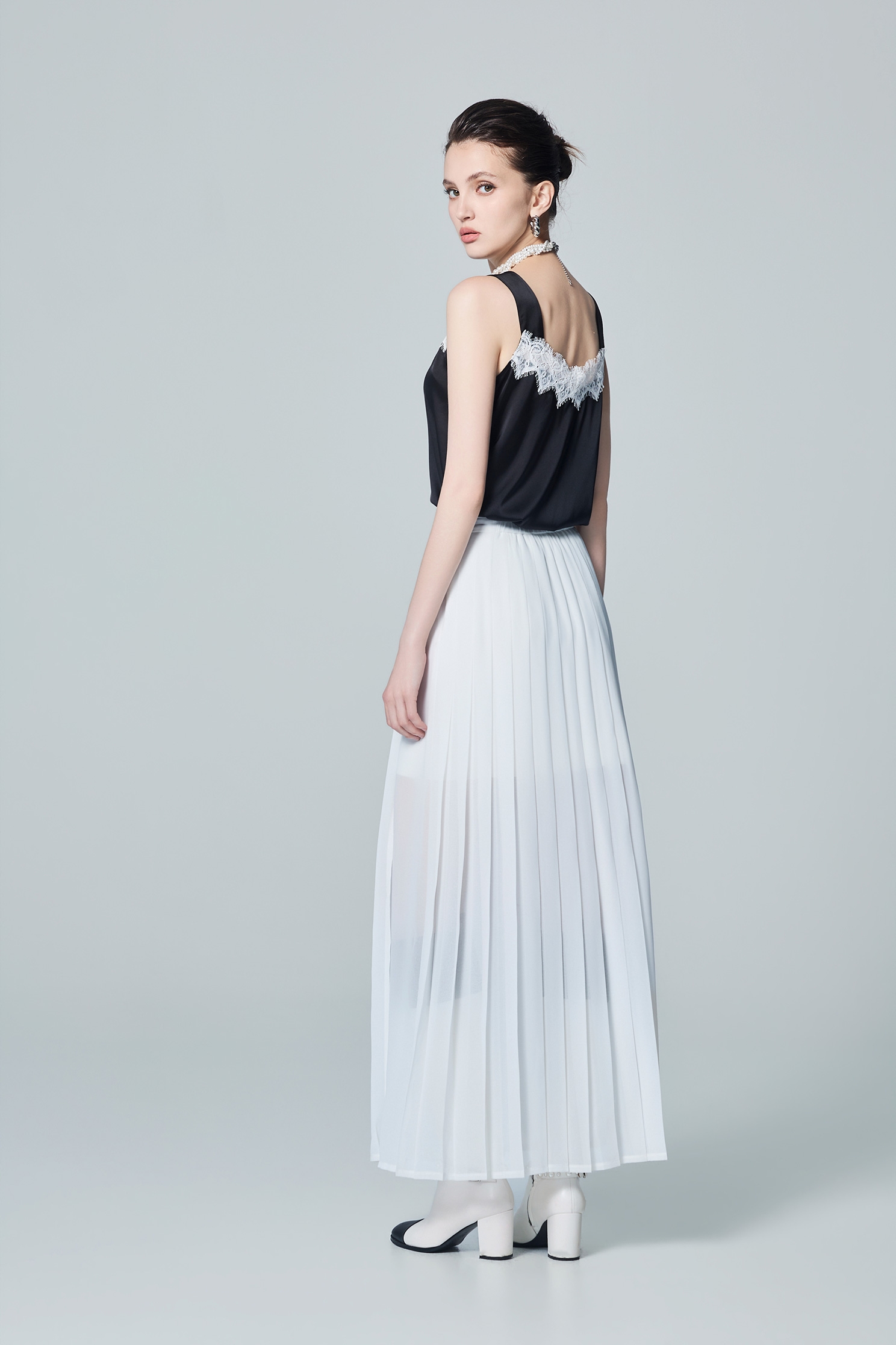 Pleated Double Layer Maxi SkirtPleated Double Layer Maxi Skirt,White skirts,Season (AW) Look,Knitted,Midi skirts,Chiffon