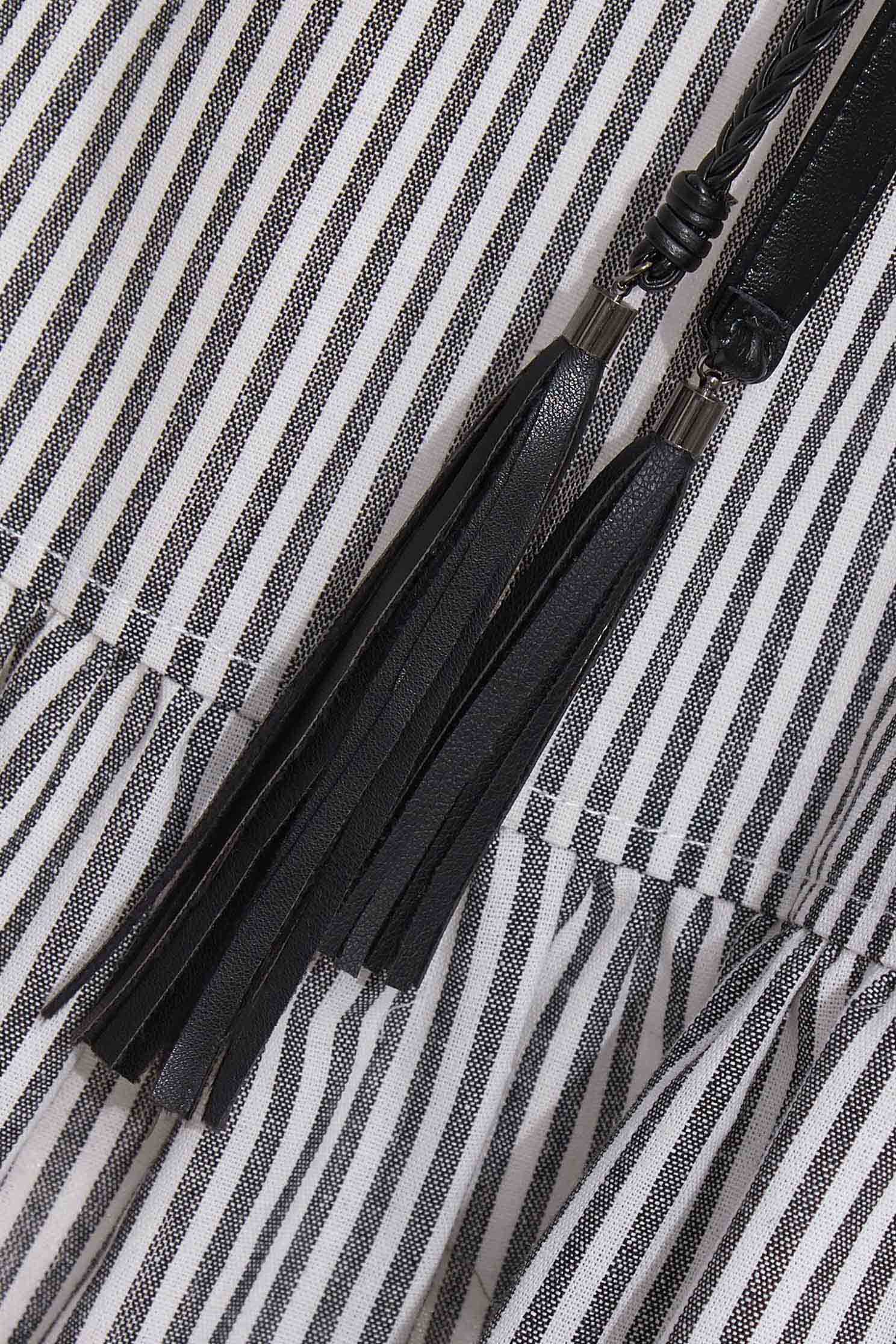 Stripe Tiered Midi SkirtBelted long skirt,Queen,Stripe,Belts,Season (AW) Look,Midi skirts