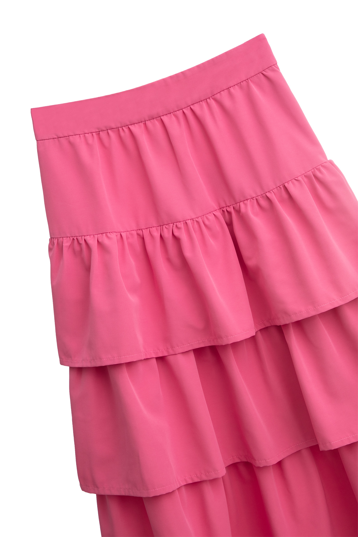 Pink Tiered Midi SkirtPink Tiered Midi Skirt,Season (SS) Look,Layered skirts