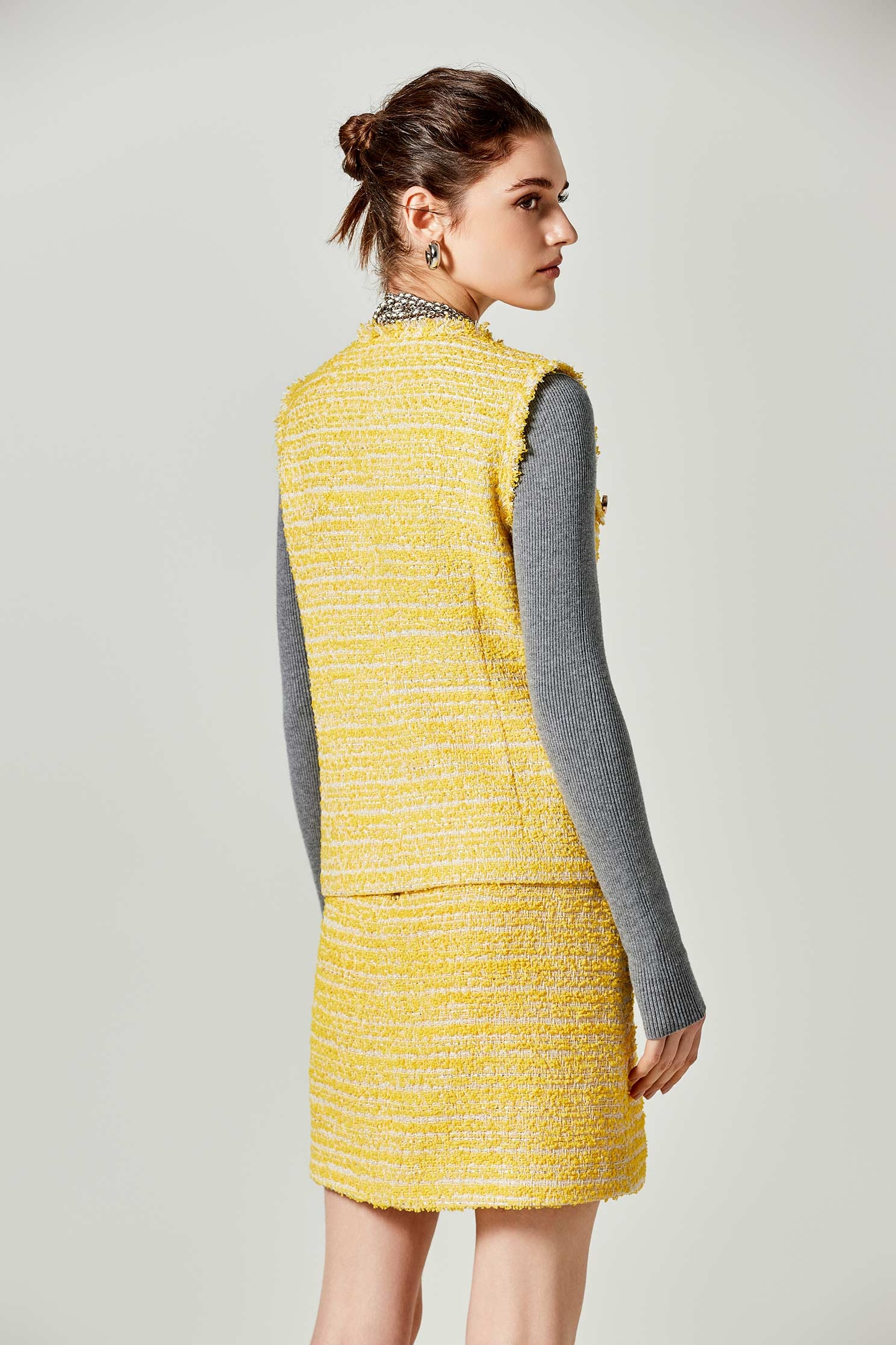 Yellow Tweed Smart SkirtYellow Tweed Smart Skirt,Season (SS) Look,Mini skirts,Midi skirts
