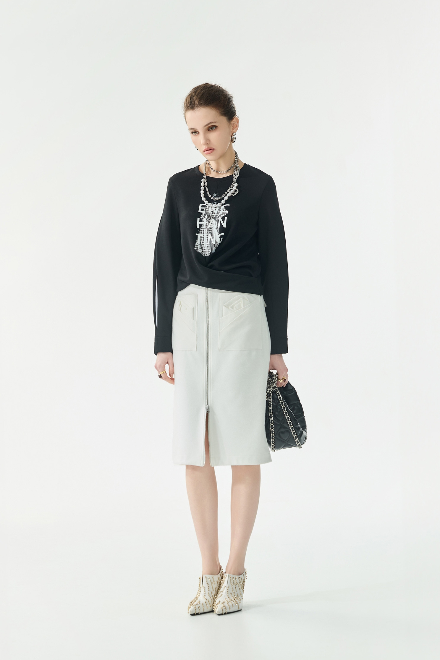 Pocket Rose Detail Pencil SkirtPocket Rose Detail Pencil Skirt,Pencil skirts