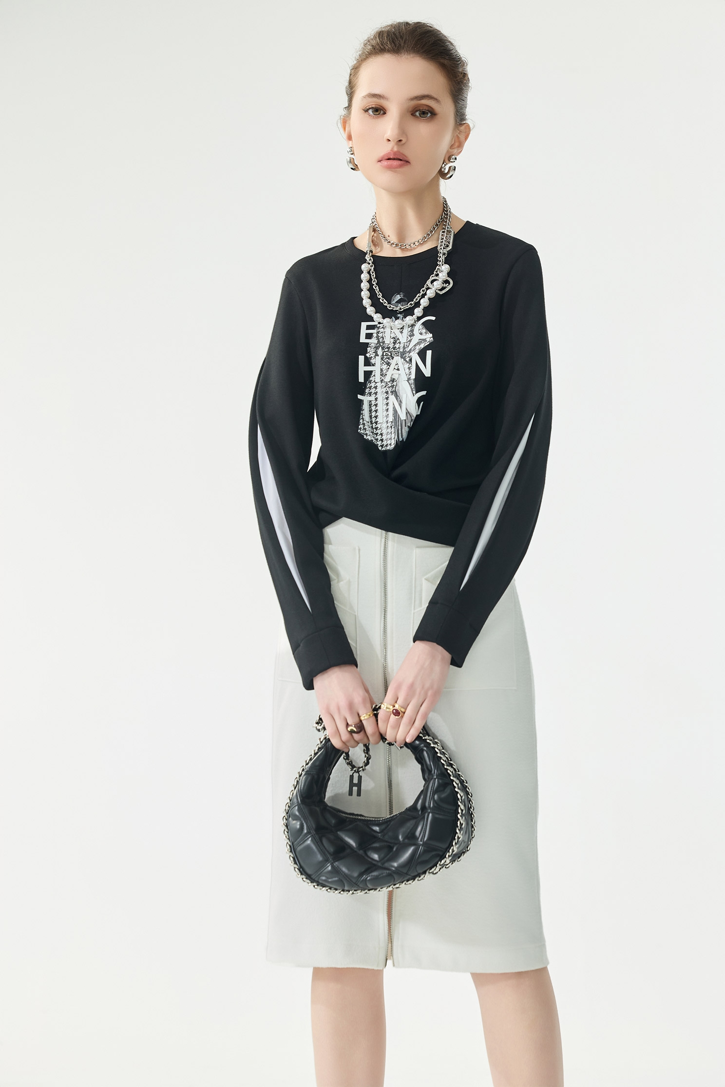 Pocket Rose Detail Pencil SkirtPocket Rose Detail Pencil Skirt,Pencil skirts