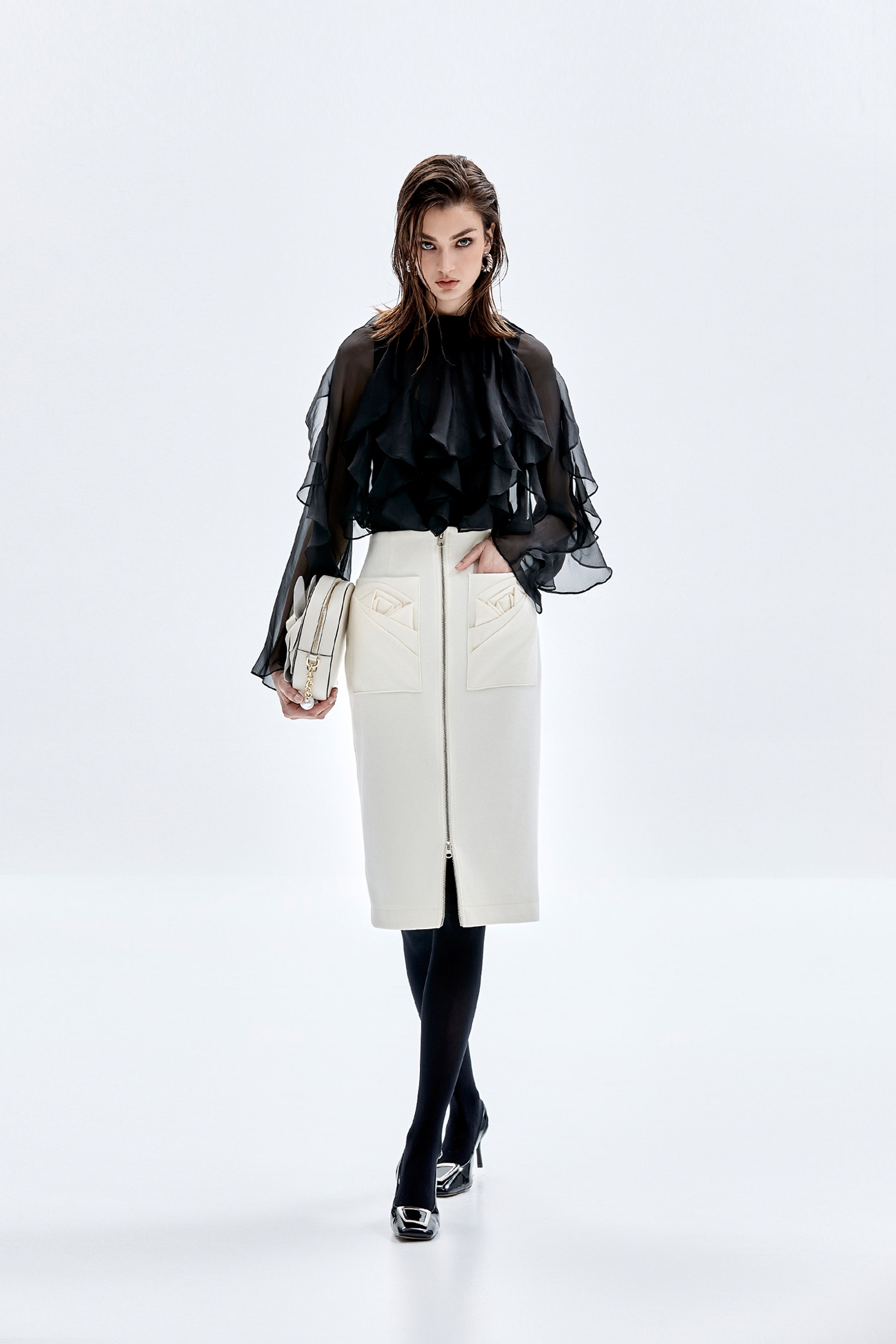 Pocket Rose Detail Pencil SkirtPocket Rose Detail Pencil Skirt,Pencil skirts