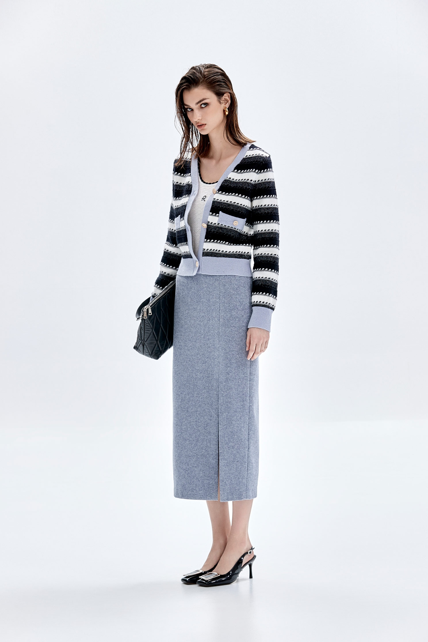 Side Slit Grey Pencil SkirtSide Slit Grey Pencil Skirt,Pencil skirts