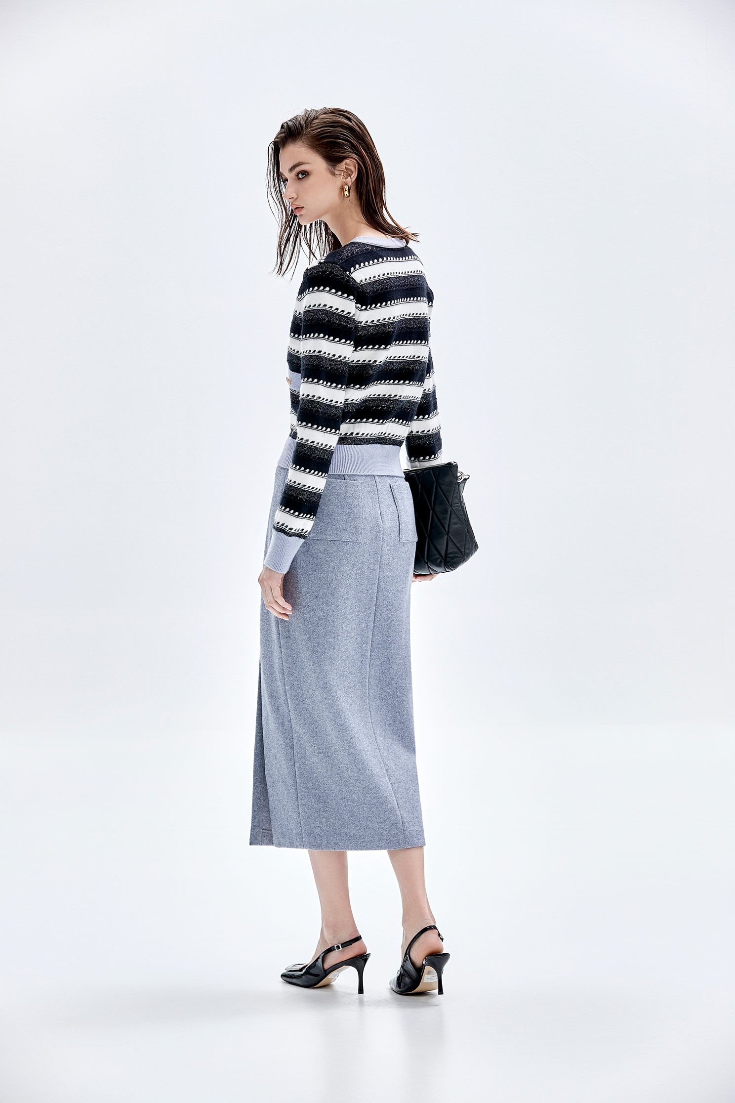 Side Slit Grey Pencil SkirtSide Slit Grey Pencil Skirt,Pencil skirts