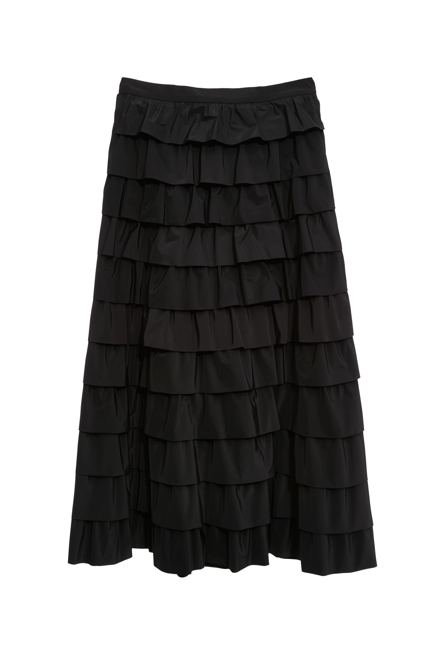 Jet Black Ruffle Tiered Maxi SkirtJet Black Ruffle Tiered Maxi Skirt,Office Looks,bestselling,Season (AW) Look,Valentine,Layered skirts,Midi skirts