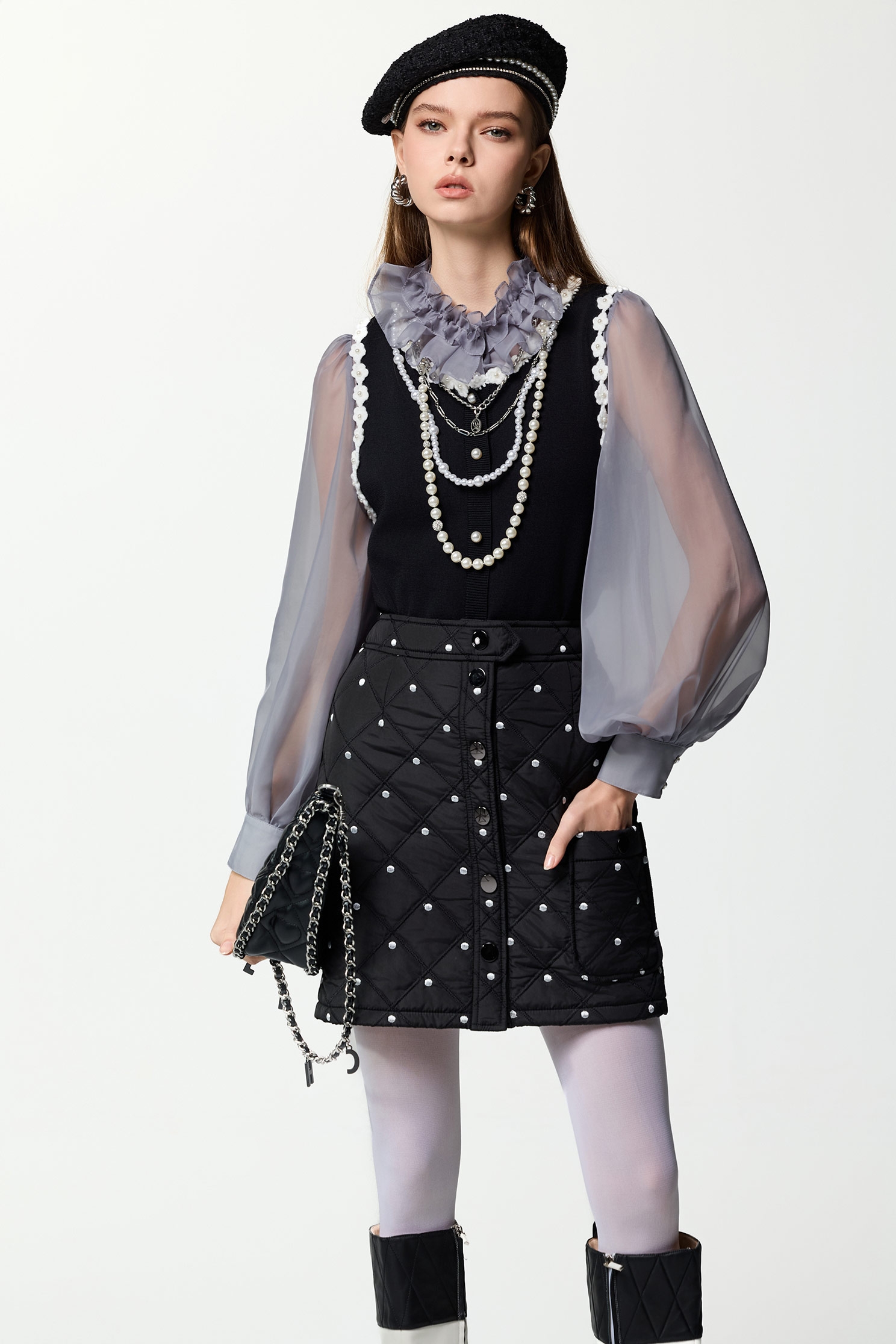 Polka Dot Quilted SkirtPolka Dot Quilted Skirt,Office Looks,dotcollection,Mini skirts,Season (AW) Look,Valentine