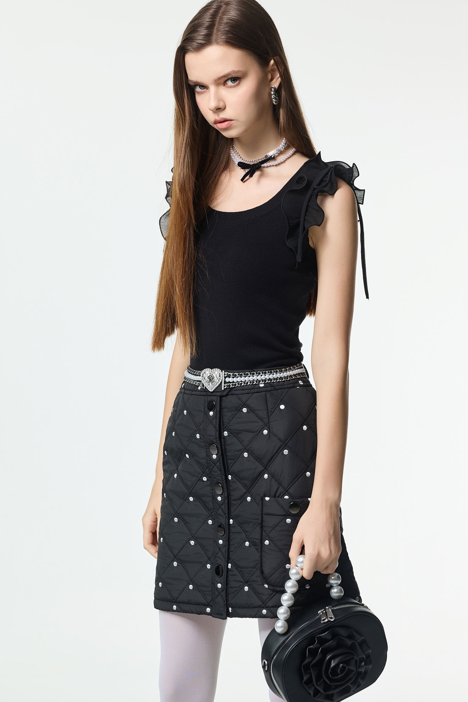 Polka Dot Quilted SkirtPolka Dot Quilted Skirt,Office Looks,dotcollection,Mini skirts,Season (AW) Look,Valentine