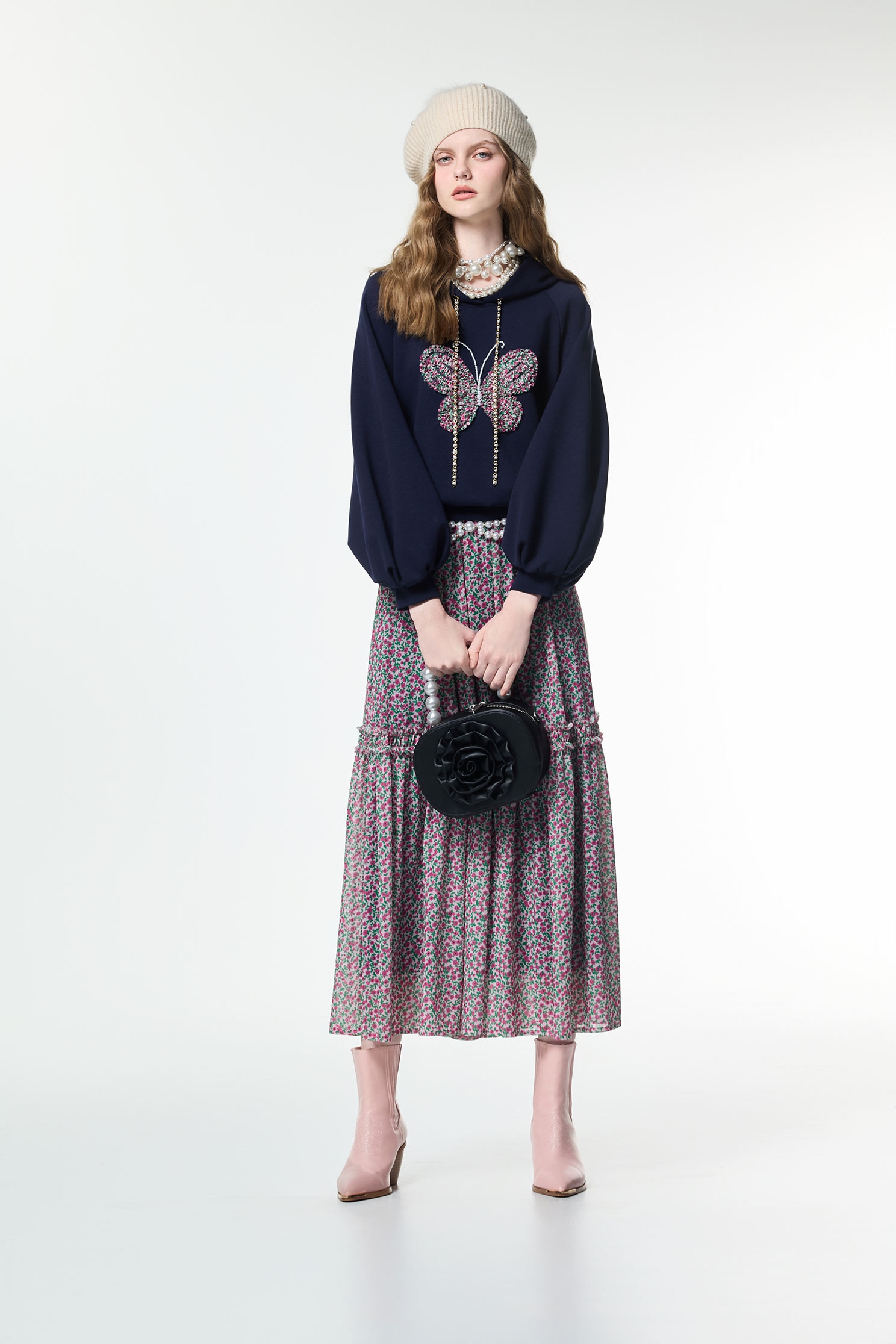 Floral Print Maxi SkirtFloral Print Maxi Skirt,Season (AW) Look,Layered skirts