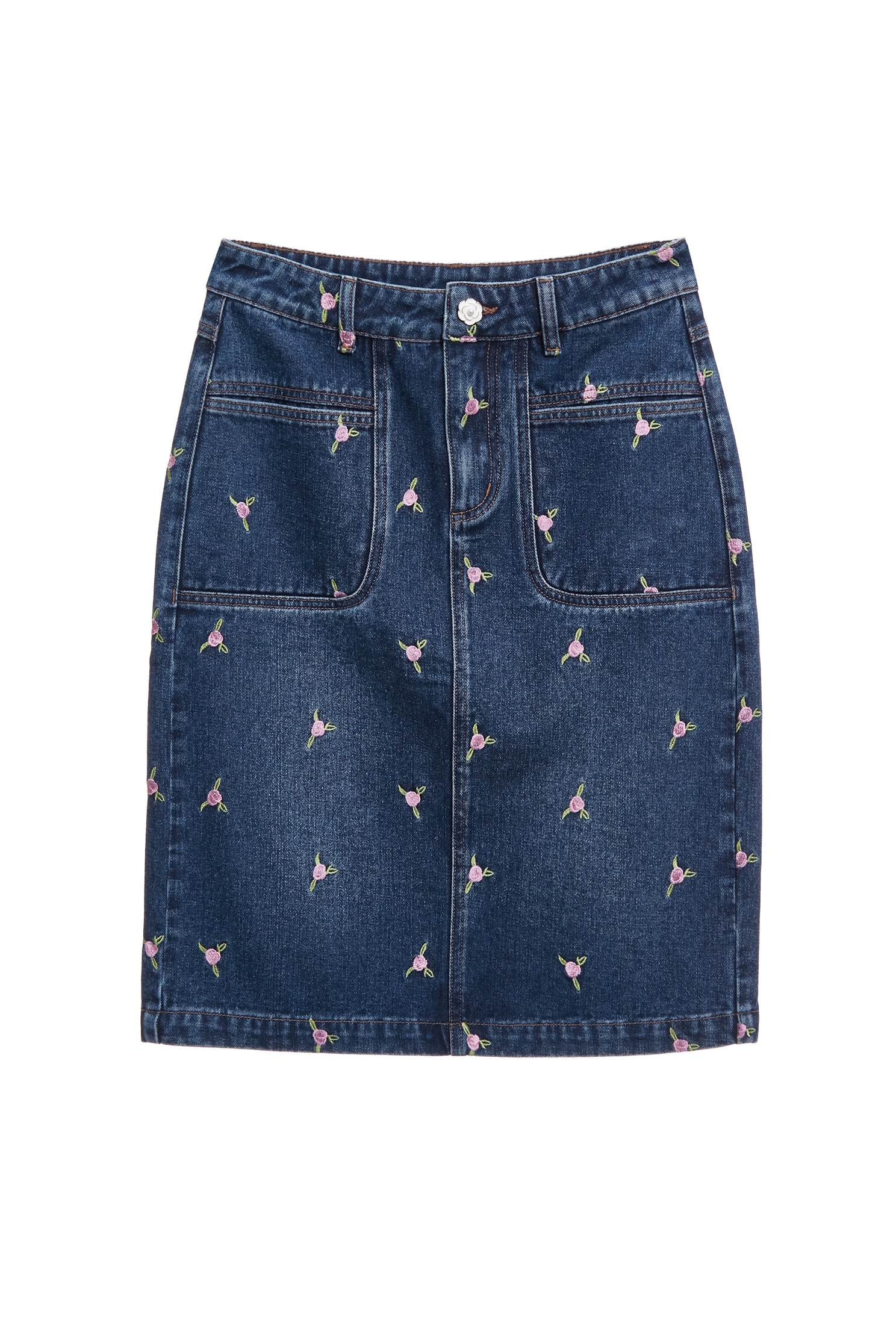Rose Embroidery Denim Pencil SkirtRose Embroidery Denim Pencil Skirt,Embroidered,Denim,Denim skirts,Season (AW) Look