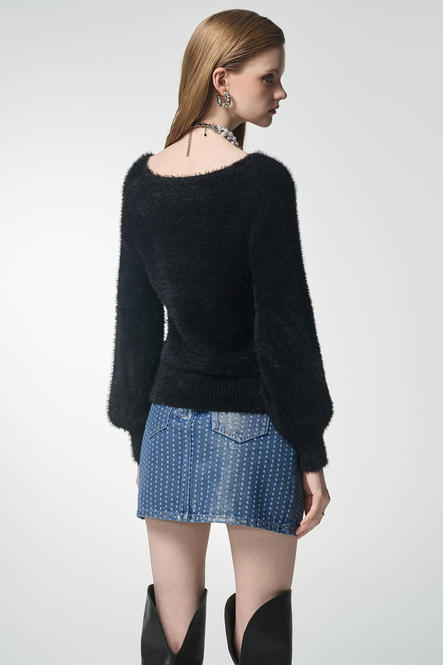 Metallic Sheen Dotted Denim SkirtMetallic Sheen Dotted Denim Skirt,Denim,co-ord sets,Denim,Denim mini skirts,Denim skirts,Jeans,Mini skirts,Season (AW) Look