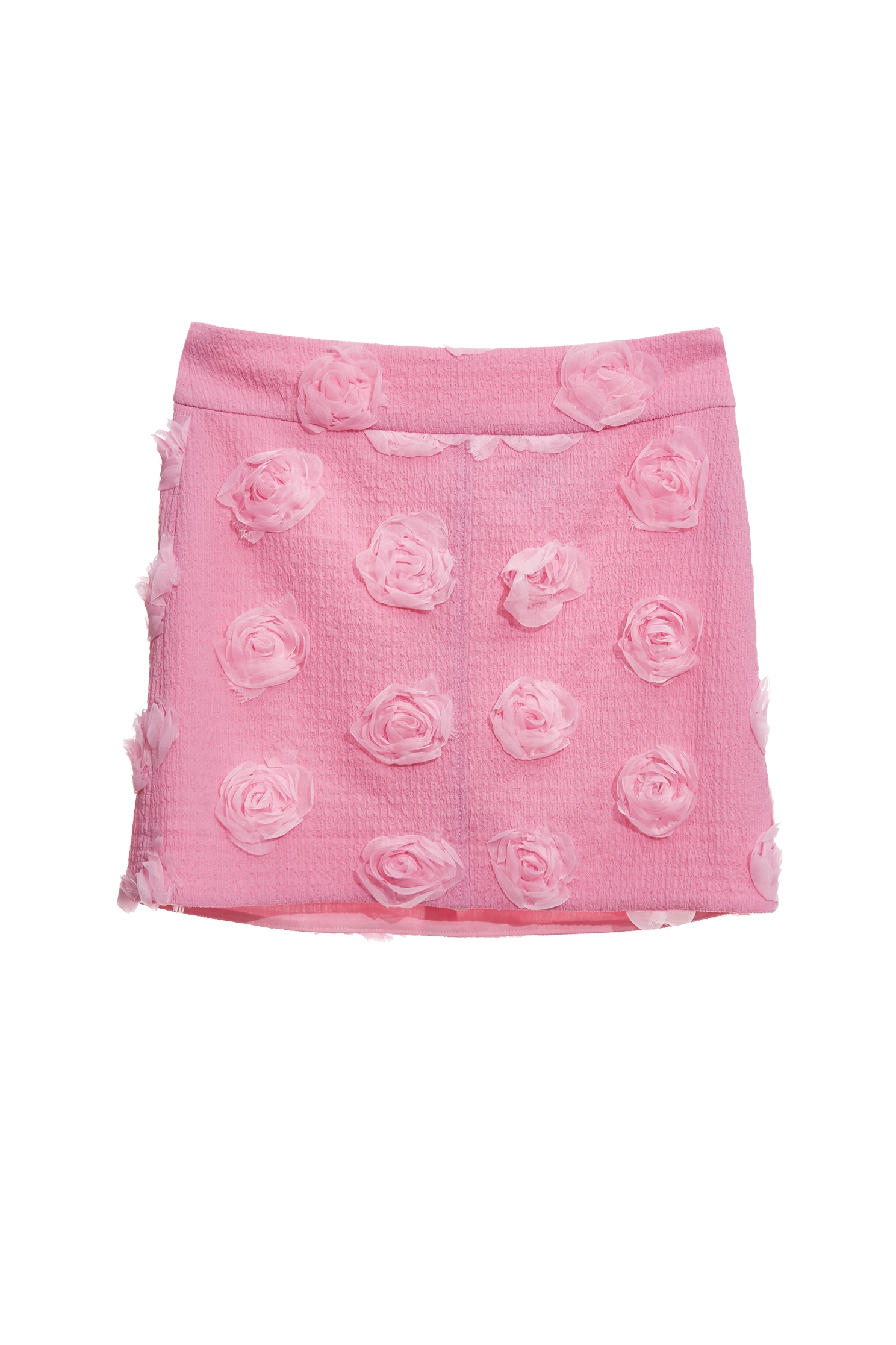 3-D Rose Detail Pink Skirt3-D Rose Detail Pink Skirt,Mini skirts,Season (AW) Look