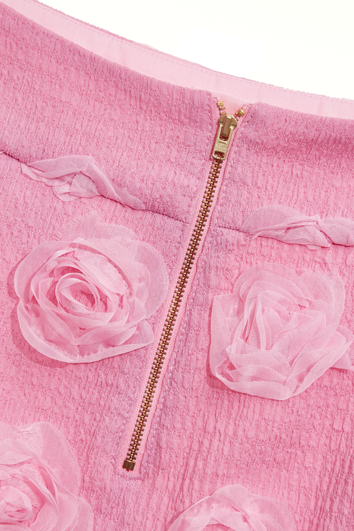 3-D Rose Detail Pink Skirt3-D Rose Detail Pink Skirt,Mini skirts,Season (AW) Look