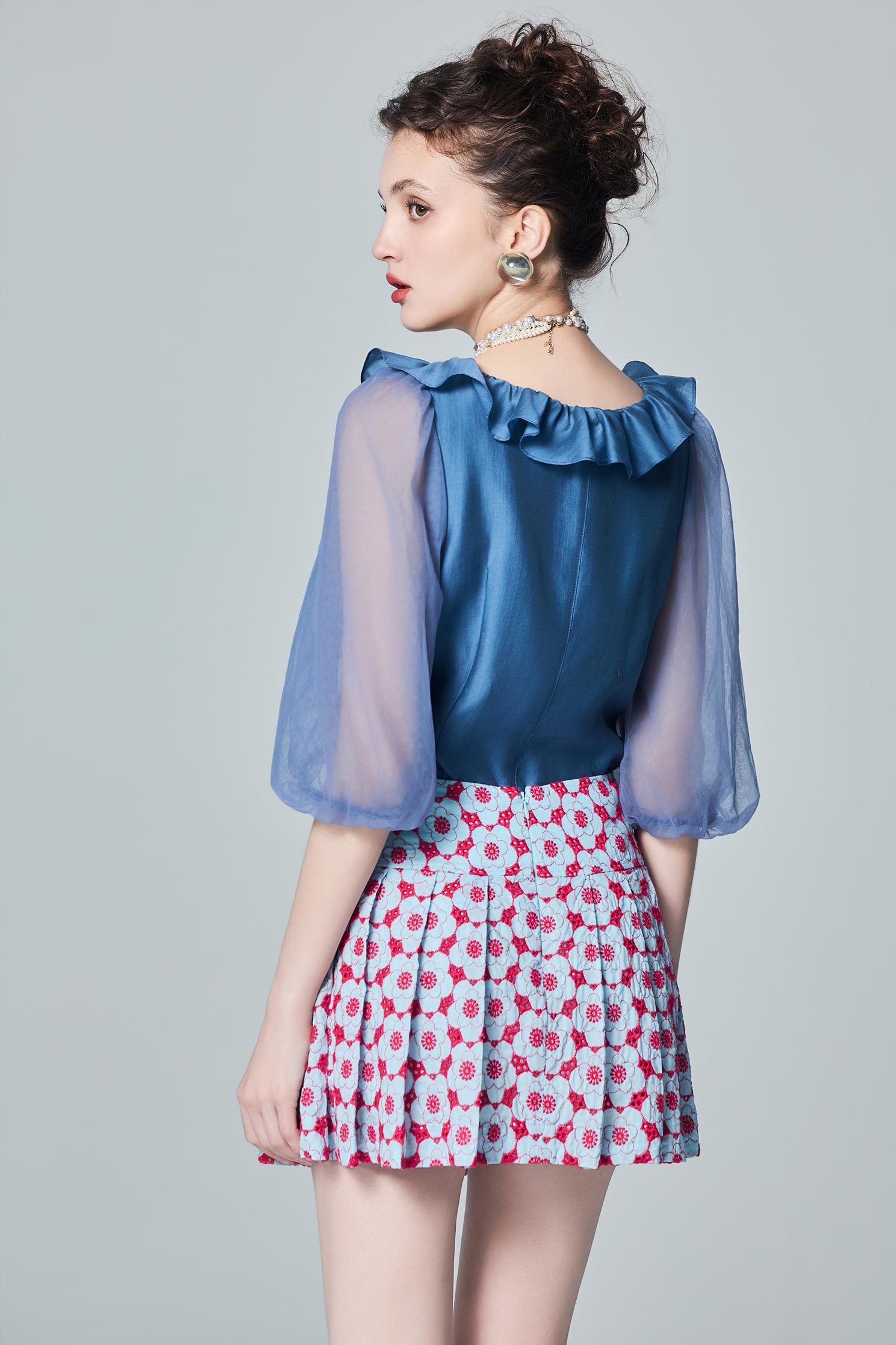 Floral Embroidery Pleated SkirtFloral Embroidery Pleated Skirt,Embroidered,Pleated skirts,Season (AW) Look