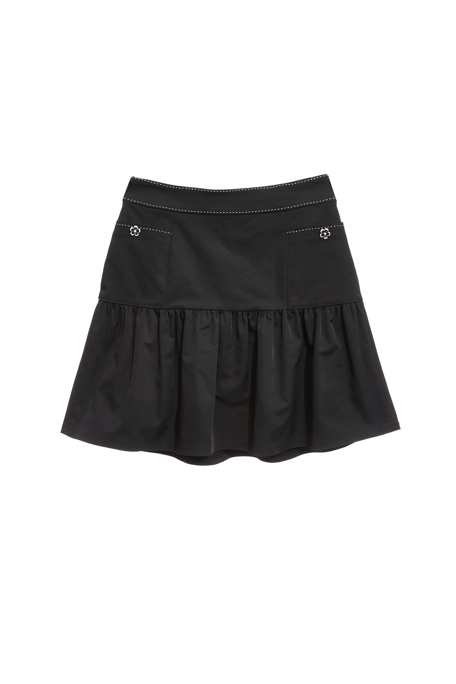 Contrast Stitch Detail Black SkirtContrast Stitch Detail Black Skirt,Embroidered,Trends,Mini skirts,Season (AW) Look,Black skirts