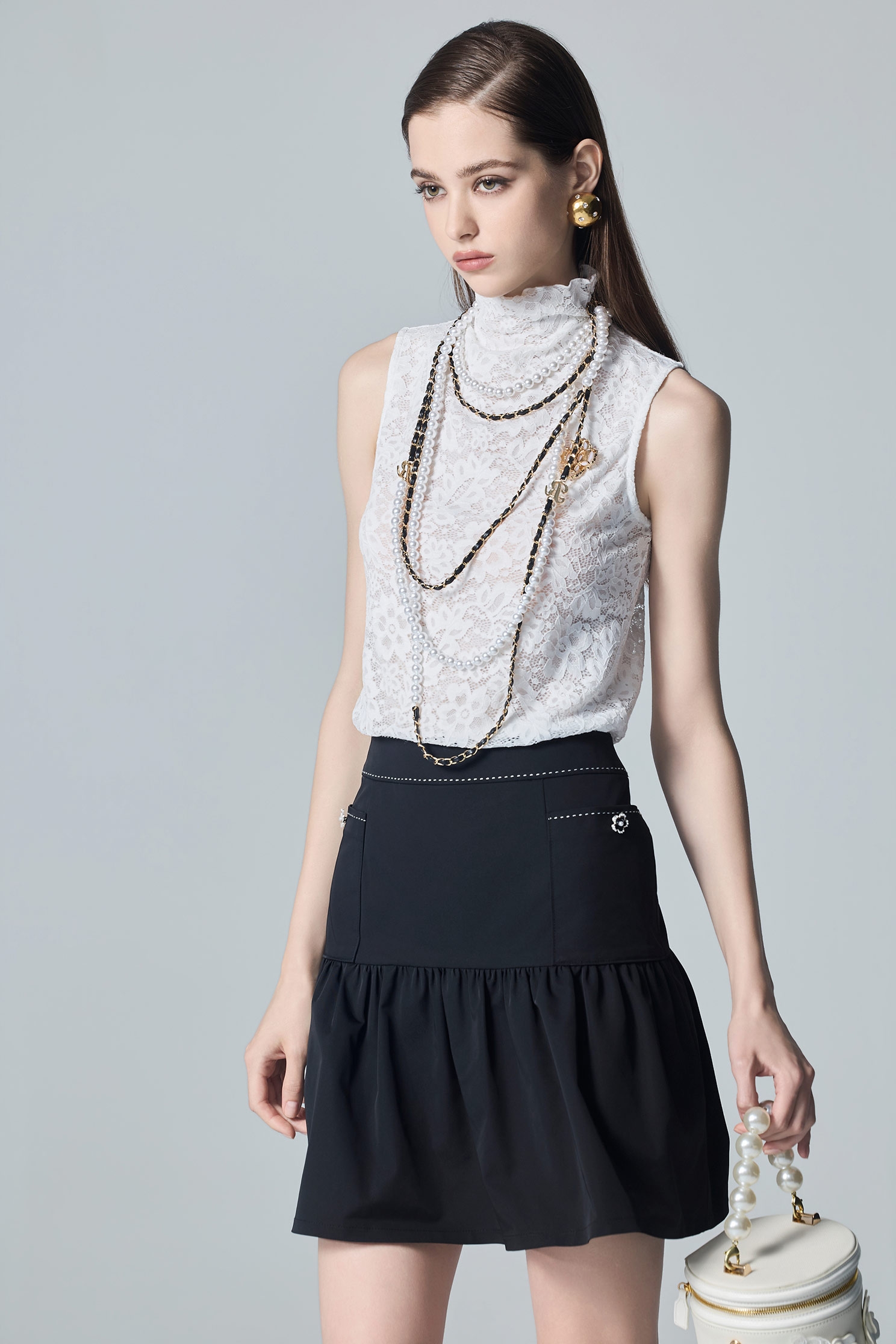 Contrast Stitch Detail Black SkirtContrast Stitch Detail Black Skirt,Embroidered,Trends,Mini skirts,Season (AW) Look,Black skirts