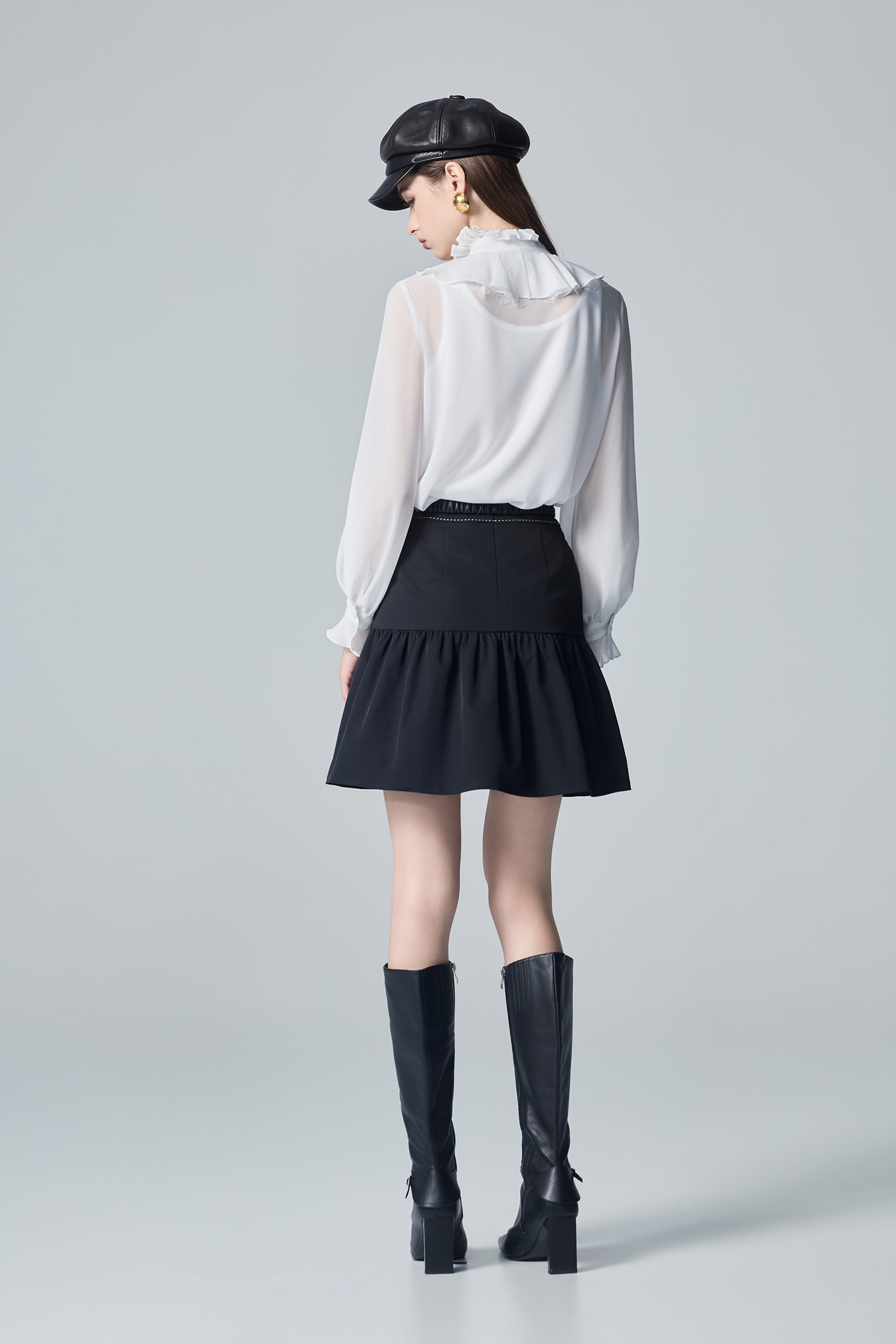 Contrast Stitch Detail Black SkirtContrast Stitch Detail Black Skirt,Embroidered,Trends,Mini skirts,Season (AW) Look,Black skirts