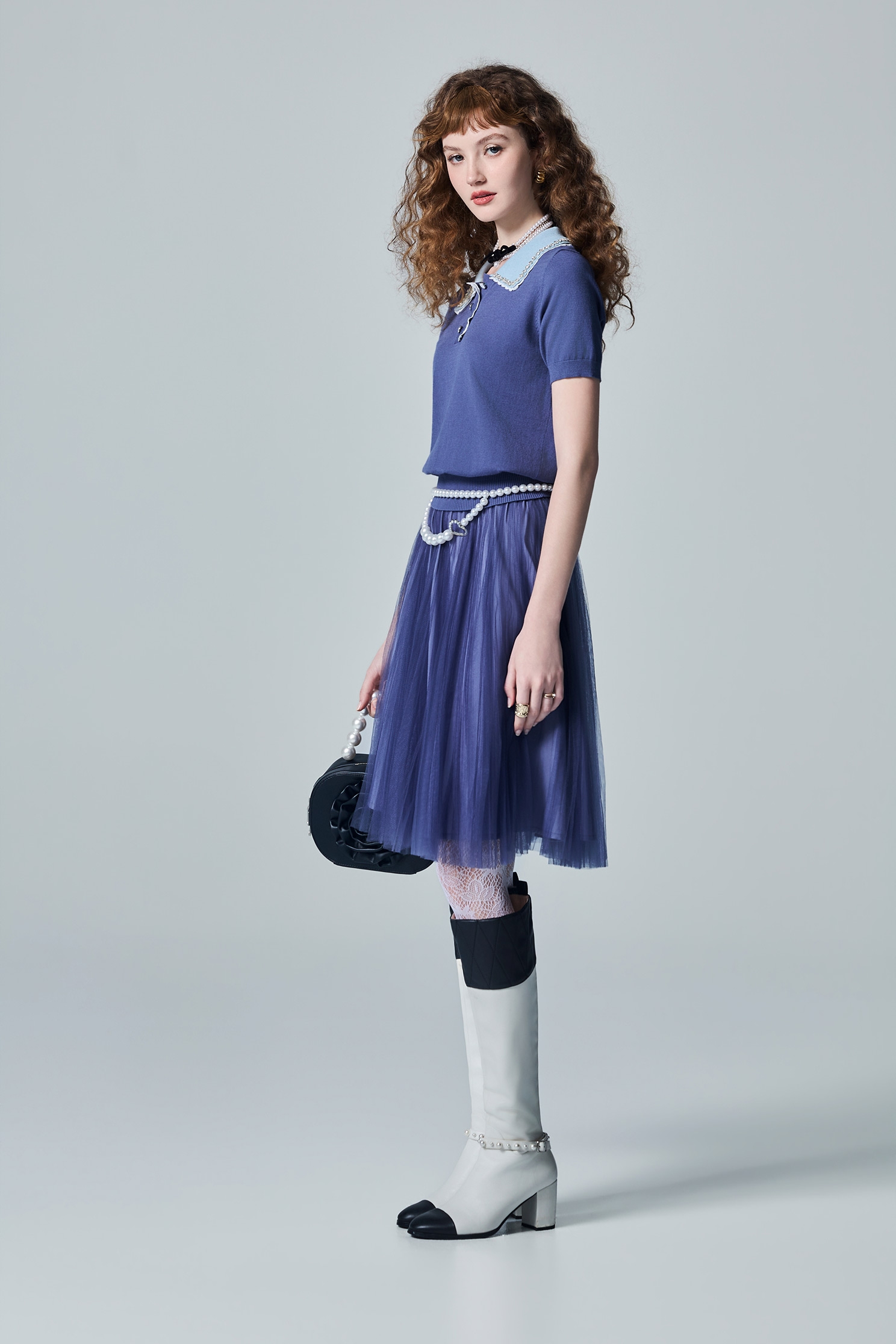 Blue Mesh Midi SkirtBlue Mesh Midi Skirt,Season (AW) Look,Midi skirts
