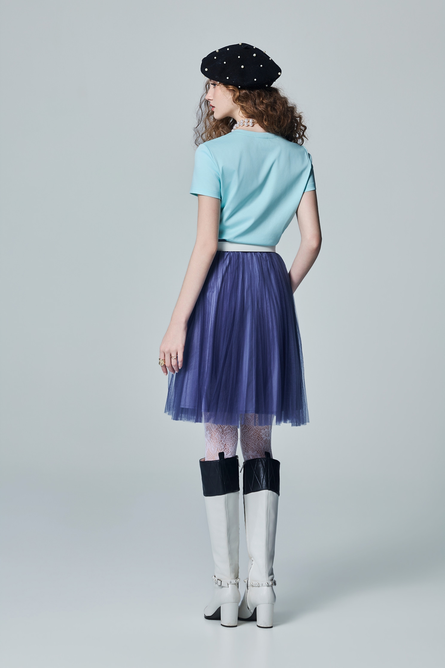 Blue Mesh Midi SkirtBlue Mesh Midi Skirt,Season (AW) Look,Midi skirts