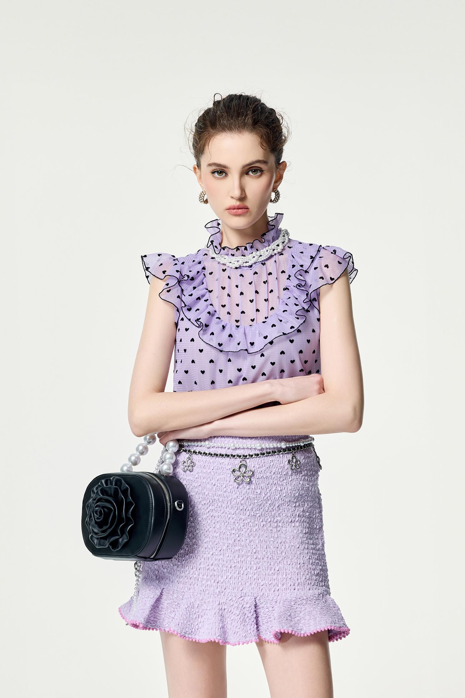 Purple Ruffle Fishtail SkirtPurple Ruffle Fishtail Skirt,Season (SS) Look,Mini skirts