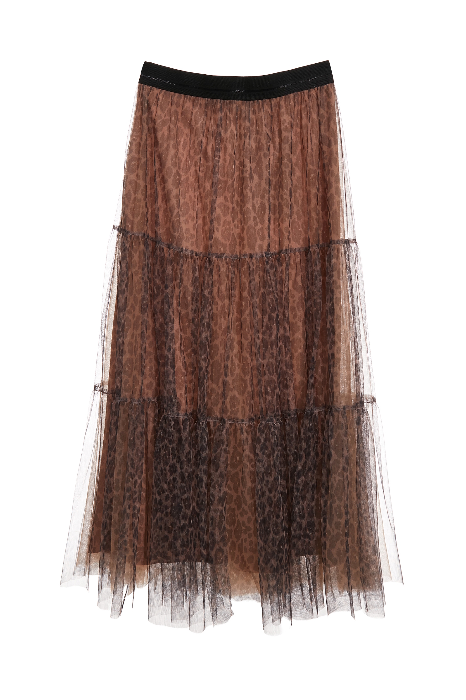 Leopard Print Tiered Maxi SkirtLeopard Print Tiered Maxi Skirt,Season (AW) Look,Mesh fabric,Layered skirts