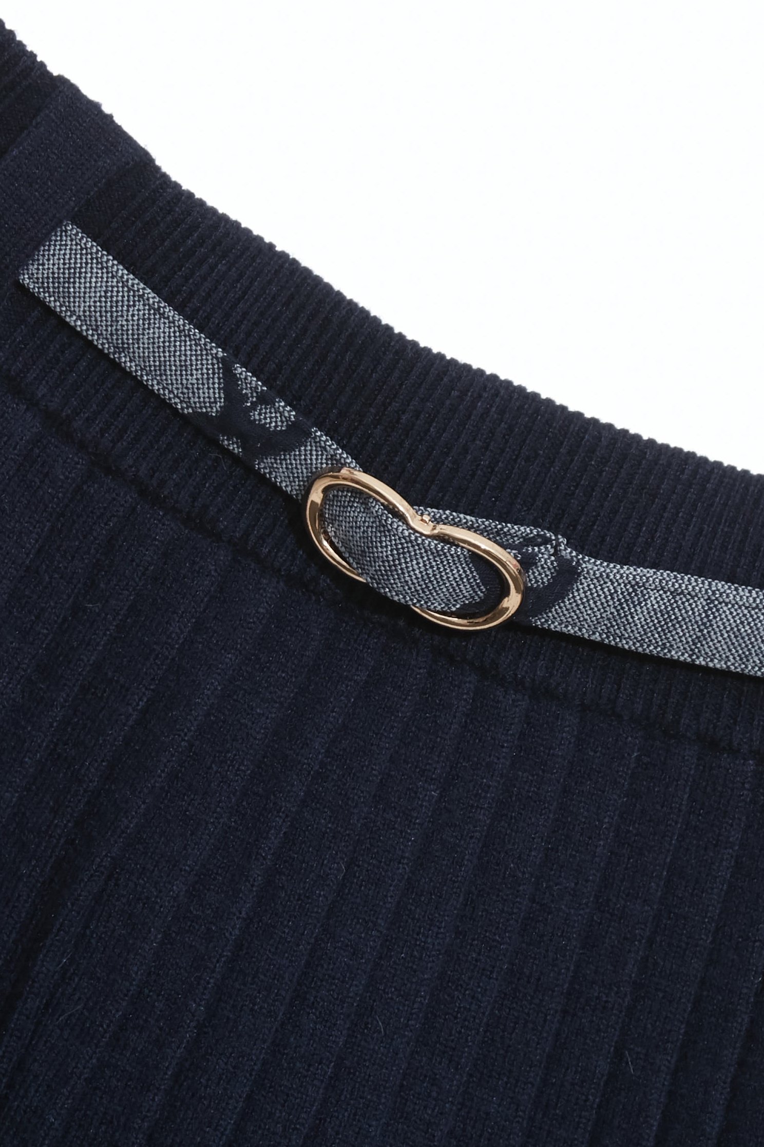 Navy Pleated Knit SkirtNavy Pleated Knit Skirt,Season (AW) Look,Knitted