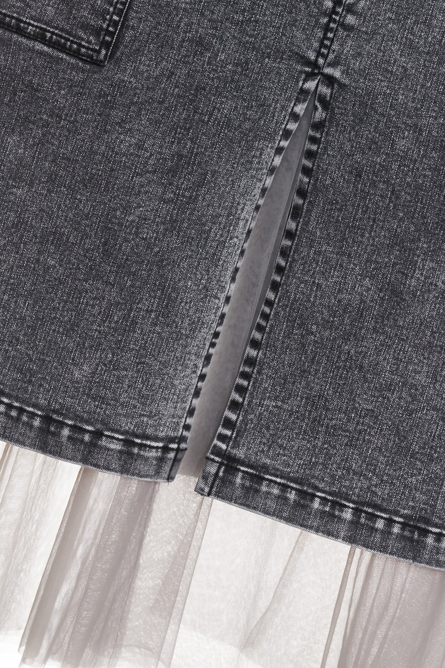 Grey Denim Mesh Detail SkirtGrey Denim Mesh Detail Skirt,Denim,Denim skirts,Season (AW) Look,Mesh fabric,Black skirts