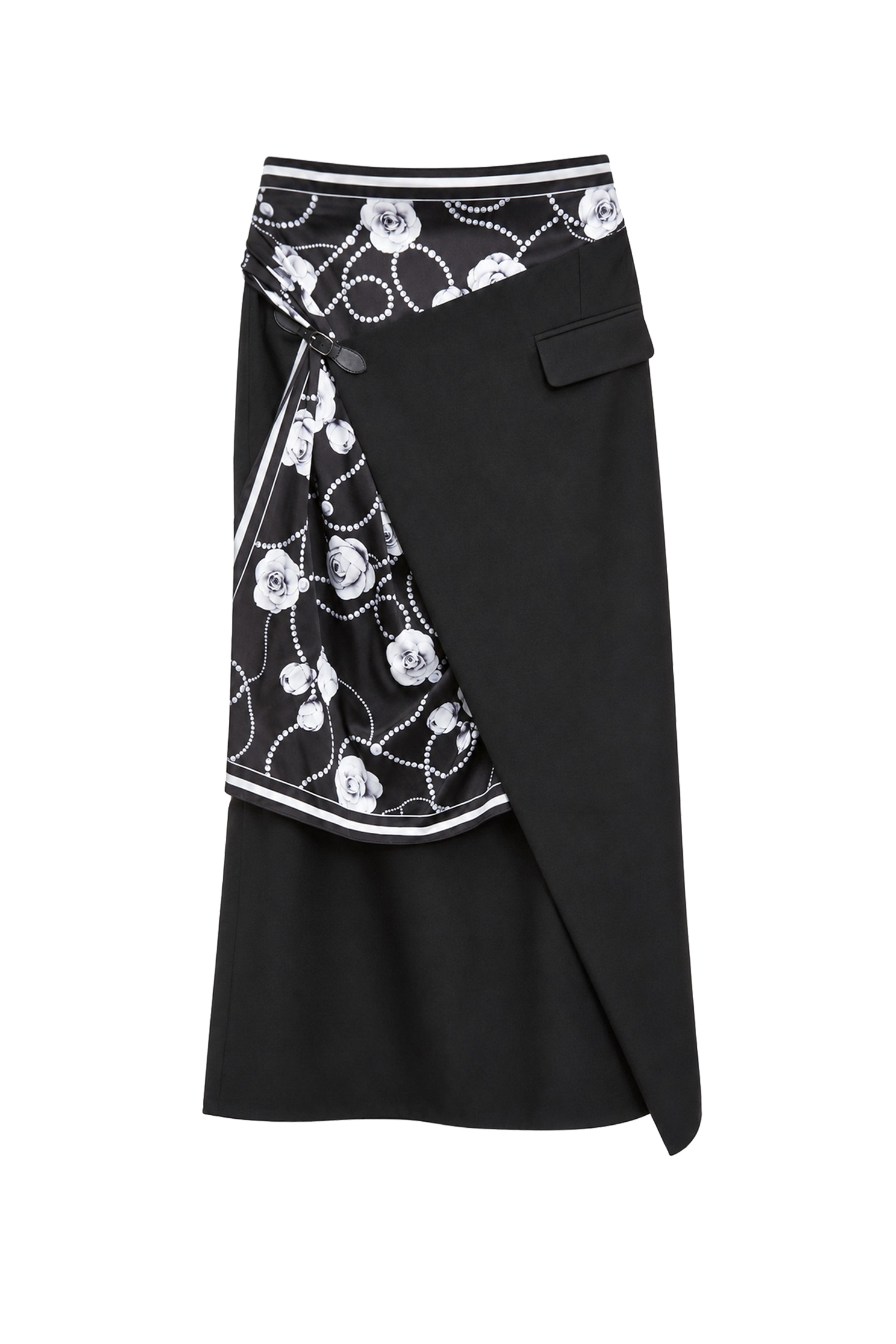 Rose Printed Scarf Midi SkirtRose Printed Scarf Midi Skirt,Season (AW) Look,Midi skirts,Black skirts