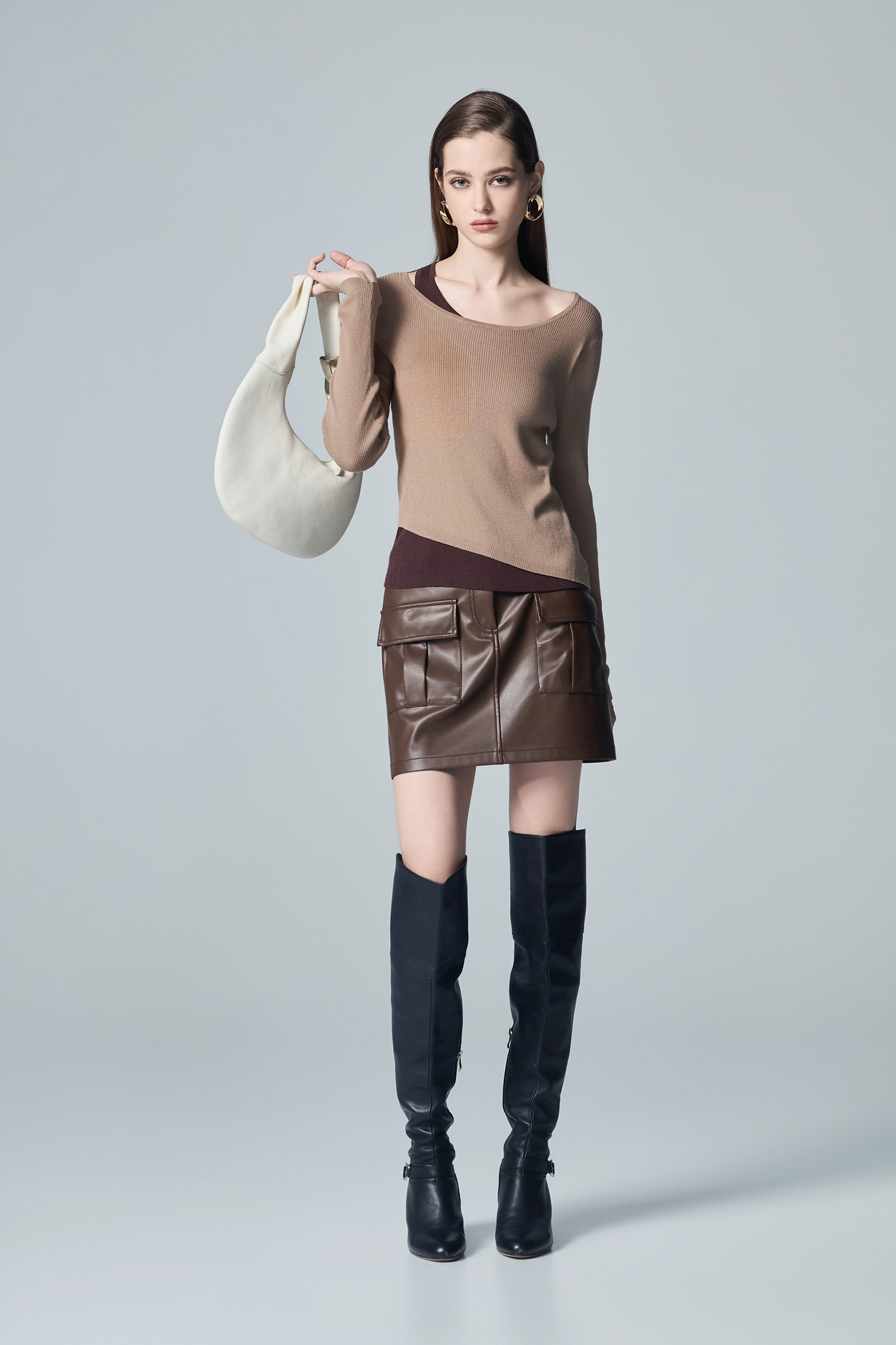 PU Coco Brown Mini SkirtPU Coco Brown Mini Skirt,Leather,Mini skirts,Season (AW) Look
