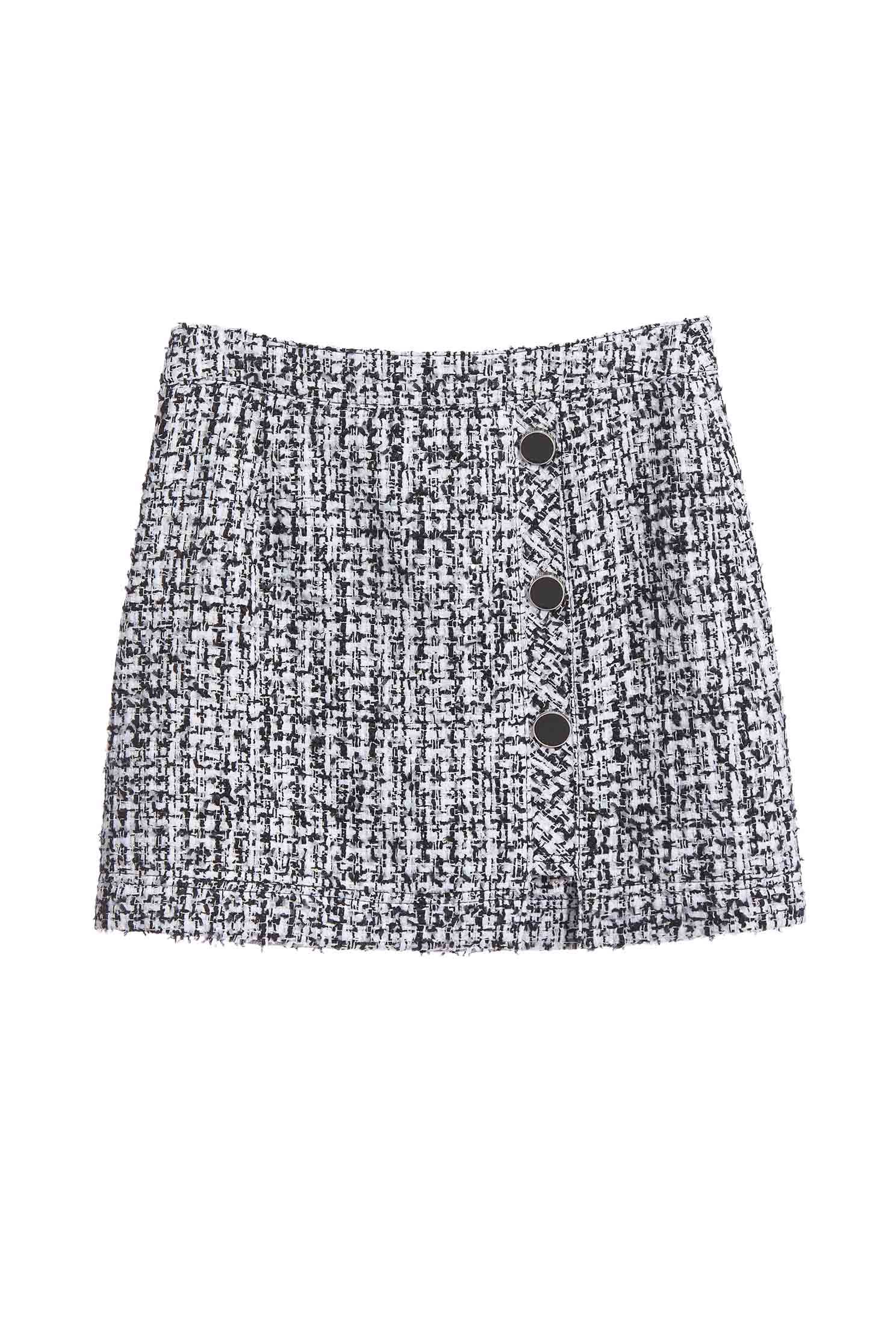 Fitted Tweed Mini SkirtSequin classic tweed A-line skirt,Queen,Party Looks,Mini skirts,Season (AW) Look