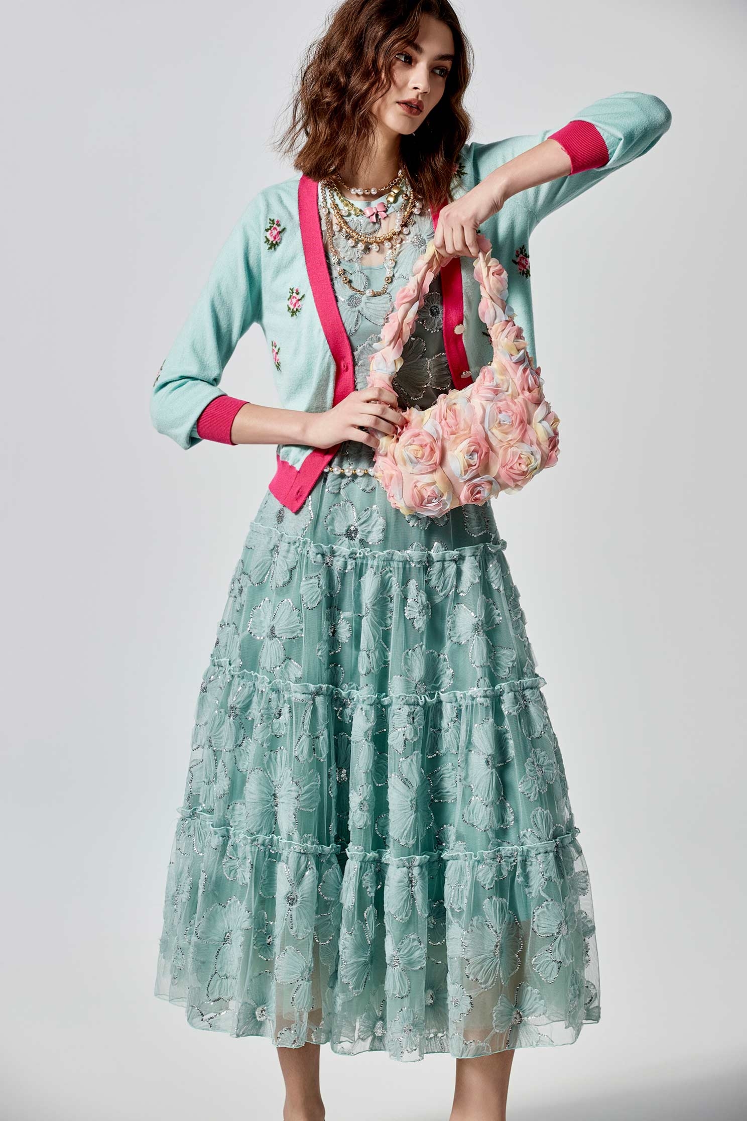 Floral Mesh Sequin Maxi SkirtFloral Mesh Sequin Maxi Skirt,Embroidered,Mesh fabric,Tutu skirts,Midi skirts