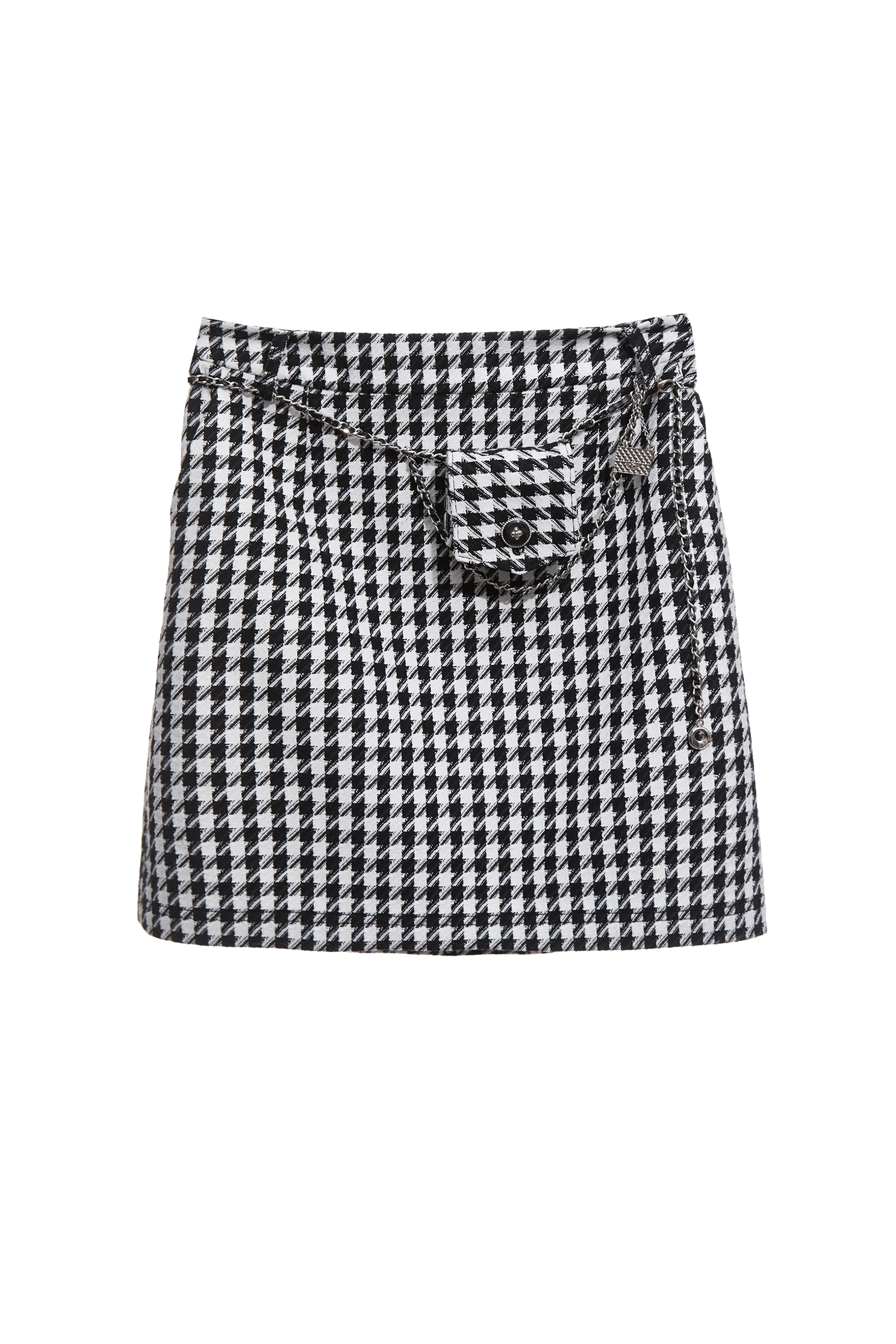 Houndstooth Mini Pouch Short SkirtHoundstooth Mini Pouch Short Skirt,Leather,Mini skirts,Season (AW) Look