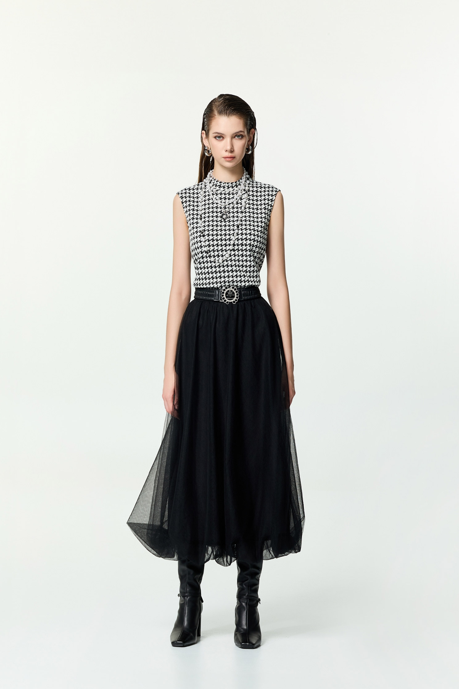 Bubble Hem Mesh SkirtBubble Hem Mesh Skirt,Season (AW) Look,Mesh fabric,Midi skirts,Black skirts