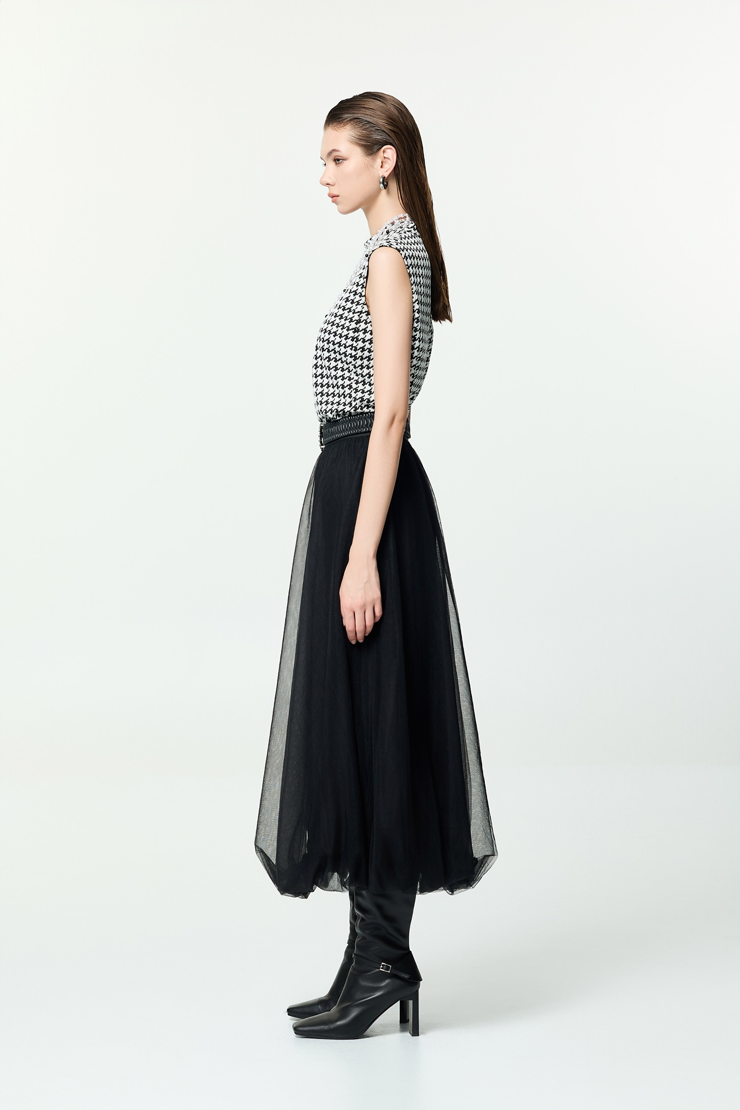 Bubble Hem Mesh SkirtBubble Hem Mesh Skirt,Season (AW) Look,Mesh fabric,Midi skirts,Black skirts