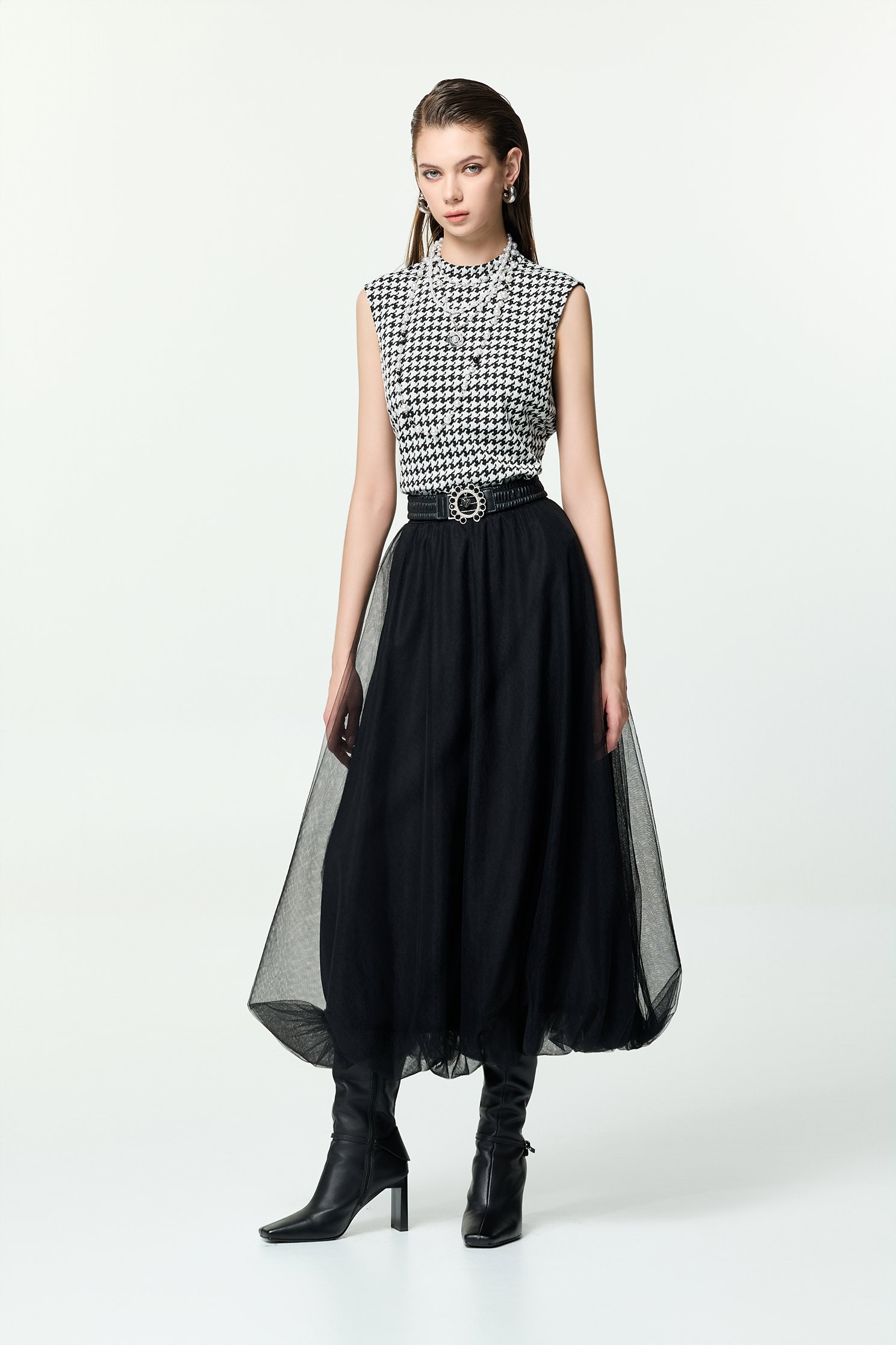 Bubble Hem Mesh SkirtBubble Hem Mesh Skirt,Season (AW) Look,Mesh fabric,Midi skirts,Black skirts