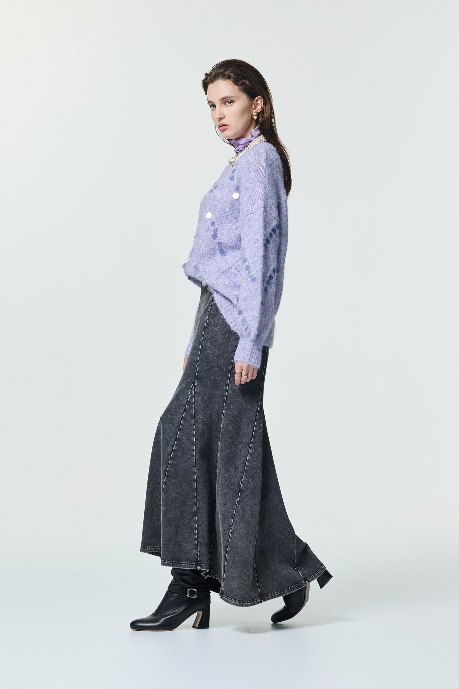 Maxi Fishtail Denim SkirtMaxi Fishtail Denim Skirt,Denim,Denim skirts,Season (AW) Look,Valentine,Cotton,Midi skirts