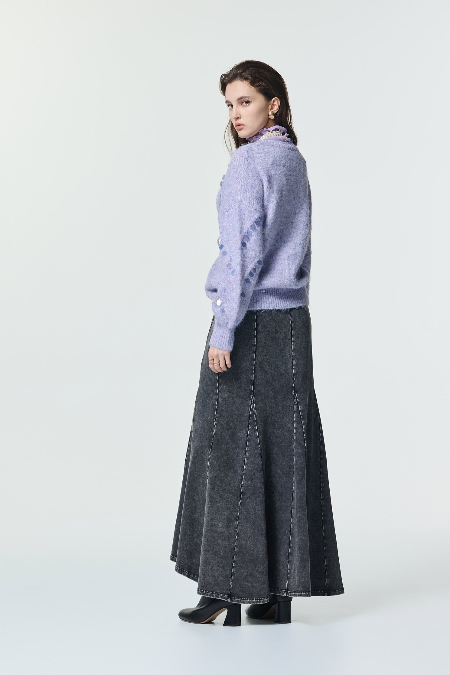 Maxi Fishtail Denim SkirtMaxi Fishtail Denim Skirt,Denim,Denim skirts,Season (AW) Look,Valentine,Cotton,Midi skirts