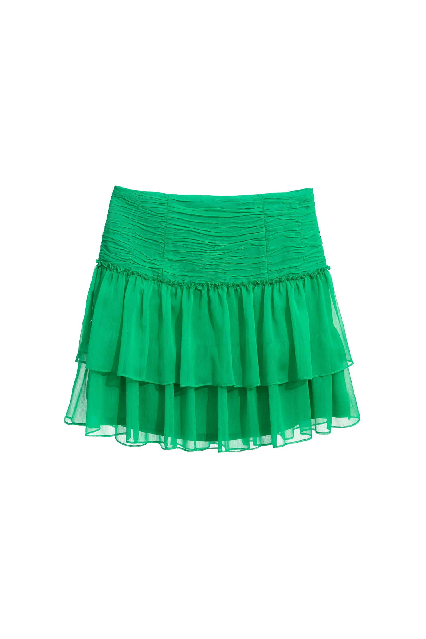 Irregular Pleated Chiffon Tiered SkirtIrregular Pleated Chiffon Tiered Skirt,Season (SS) Look,Mini skirts
