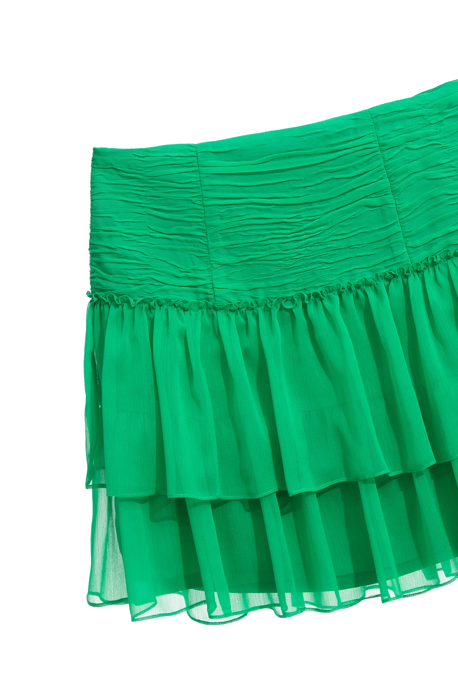 Irregular Pleated Chiffon Tiered SkirtIrregular Pleated Chiffon Tiered Skirt,Season (SS) Look,Mini skirts