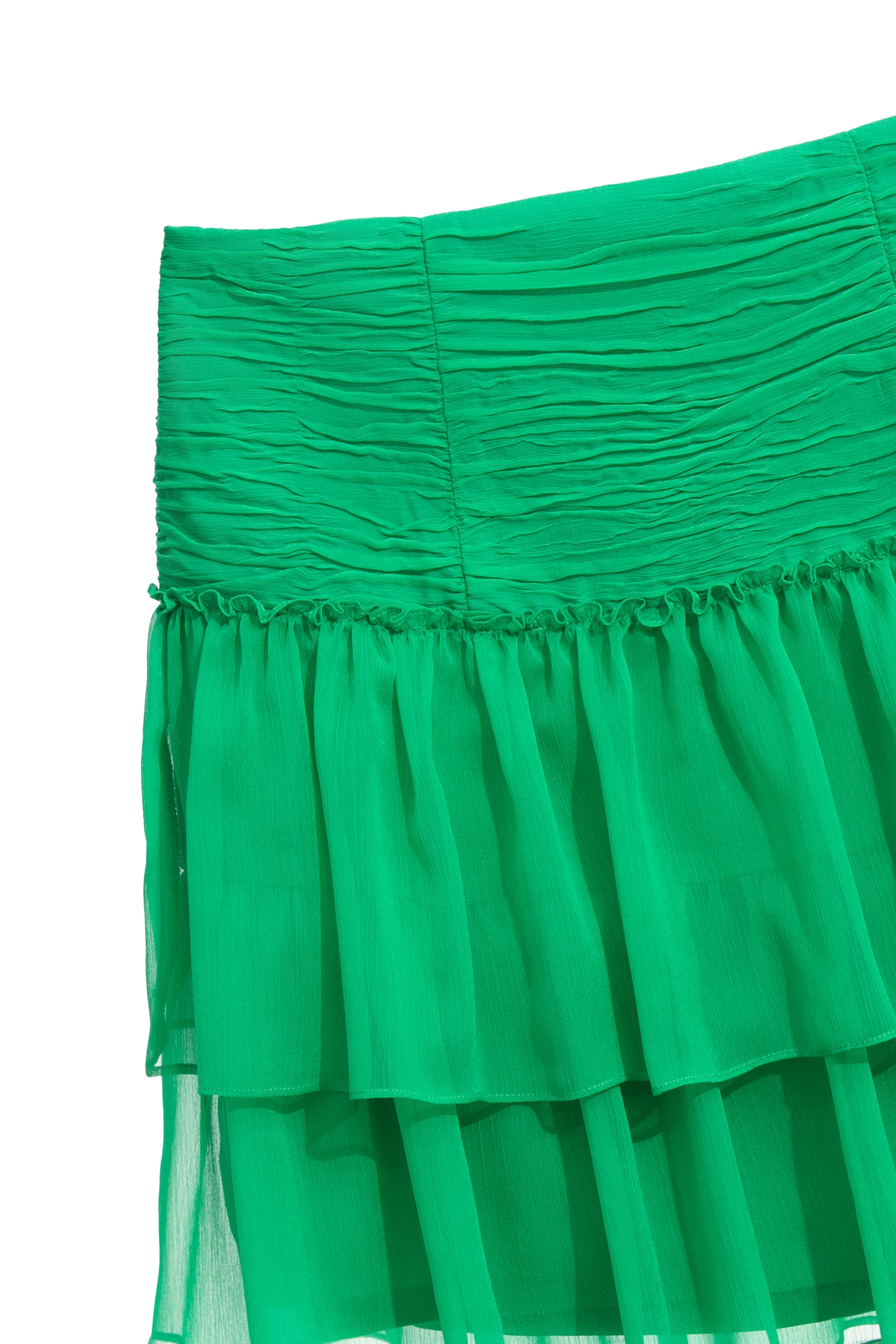 Irregular Pleated Chiffon Tiered SkirtIrregular Pleated Chiffon Tiered Skirt,Season (SS) Look,Mini skirts