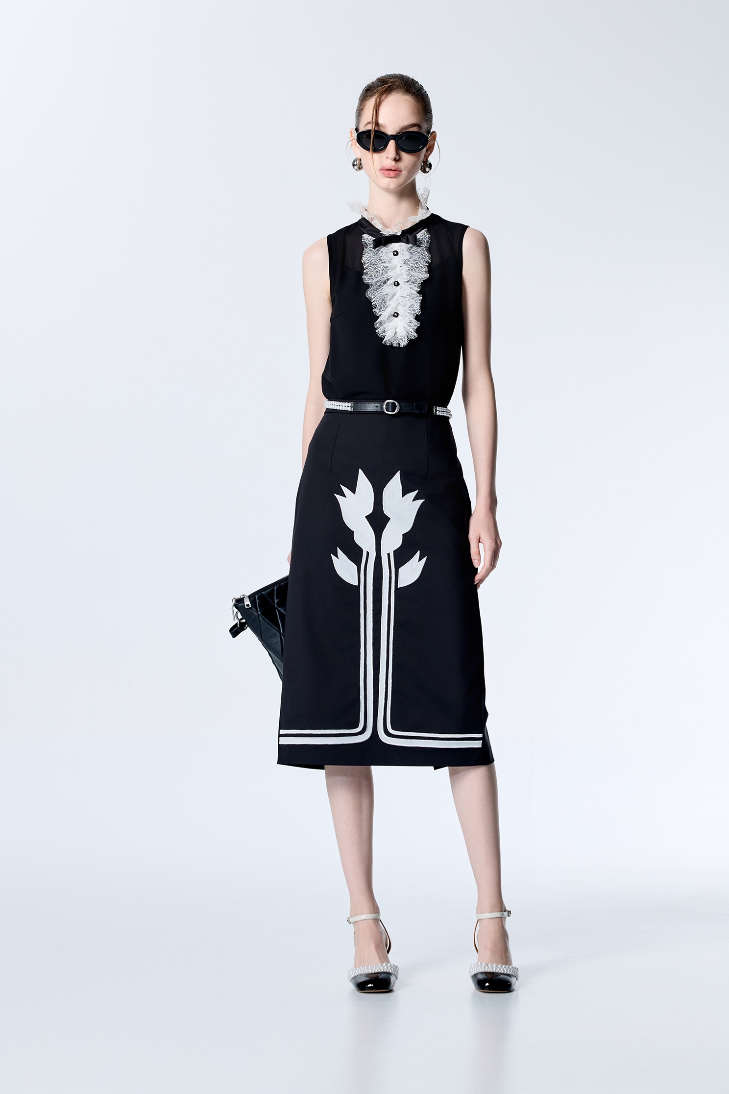 Contrast Floral Graphic Pencil SkirtContrast Floral Graphic Pencil Skirt,Season (SS) Look,Midi skirts