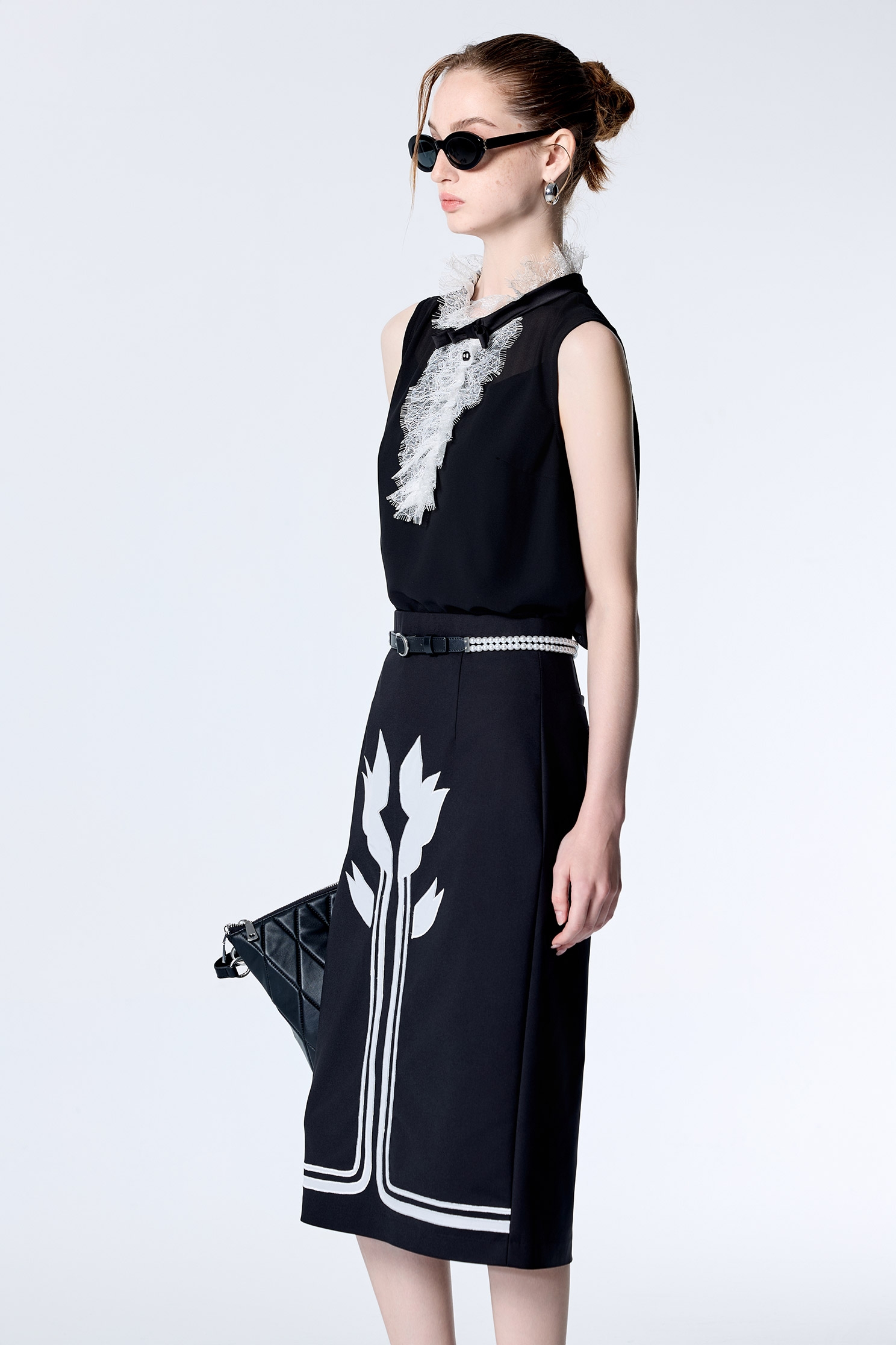 Contrast Floral Graphic Pencil SkirtContrast Floral Graphic Pencil Skirt,Season (SS) Look,Midi skirts