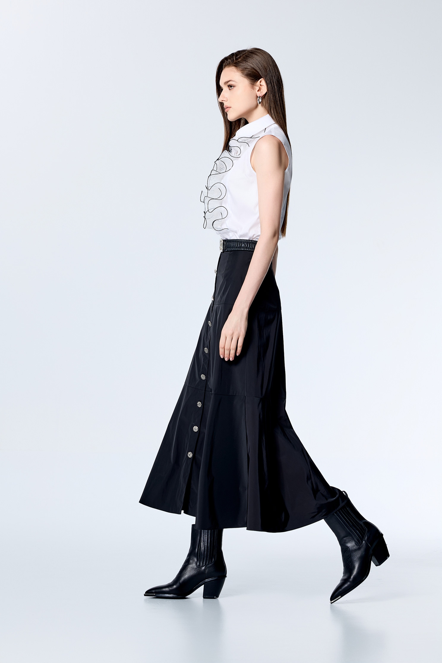 Black Taffeta Maxi SkirtBlack Taffeta Maxi Skirt,Season (SS) Look,Back To Classic,Midi skirts,Back To B/W