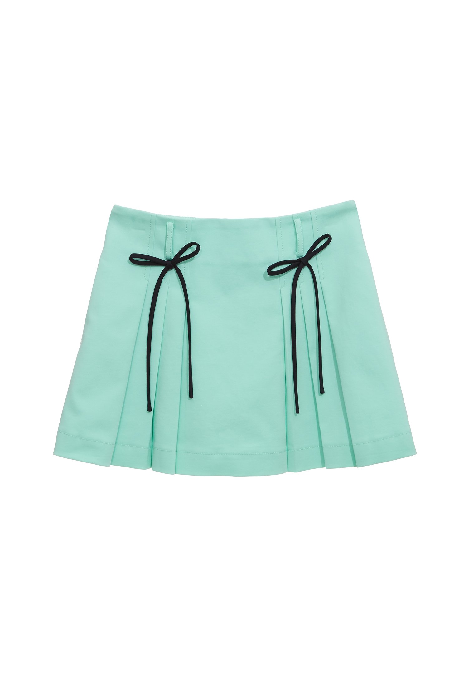 Mint Green Pleated Skirt With Bow DetailMint Green Pleated Skirt With Bow Detail,Season (SS) Look,Mini skirts,Shorts,bows,Skorts