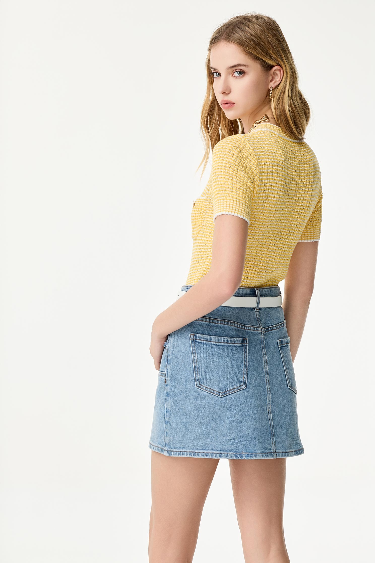 Double Layer Patchwork Denim SkirtDouble Layer Patchwork Denim Skirt,Season (SS) Look,Denim,Denim skirts