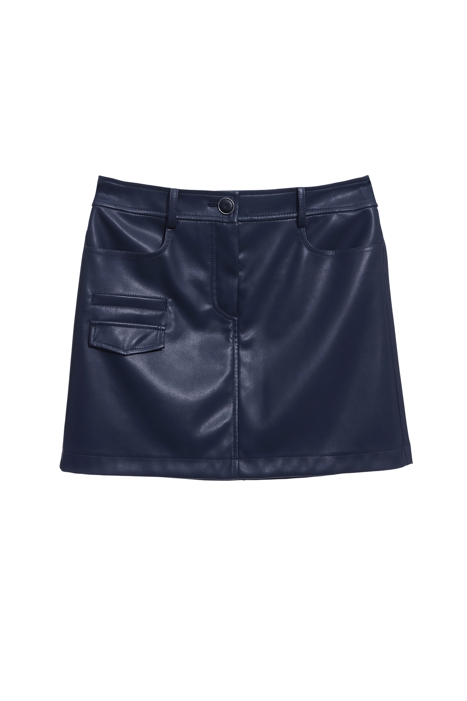 Navy PU Short SkirtNavy PU Short Skirt,Season (SS) Look,Mini skirts
