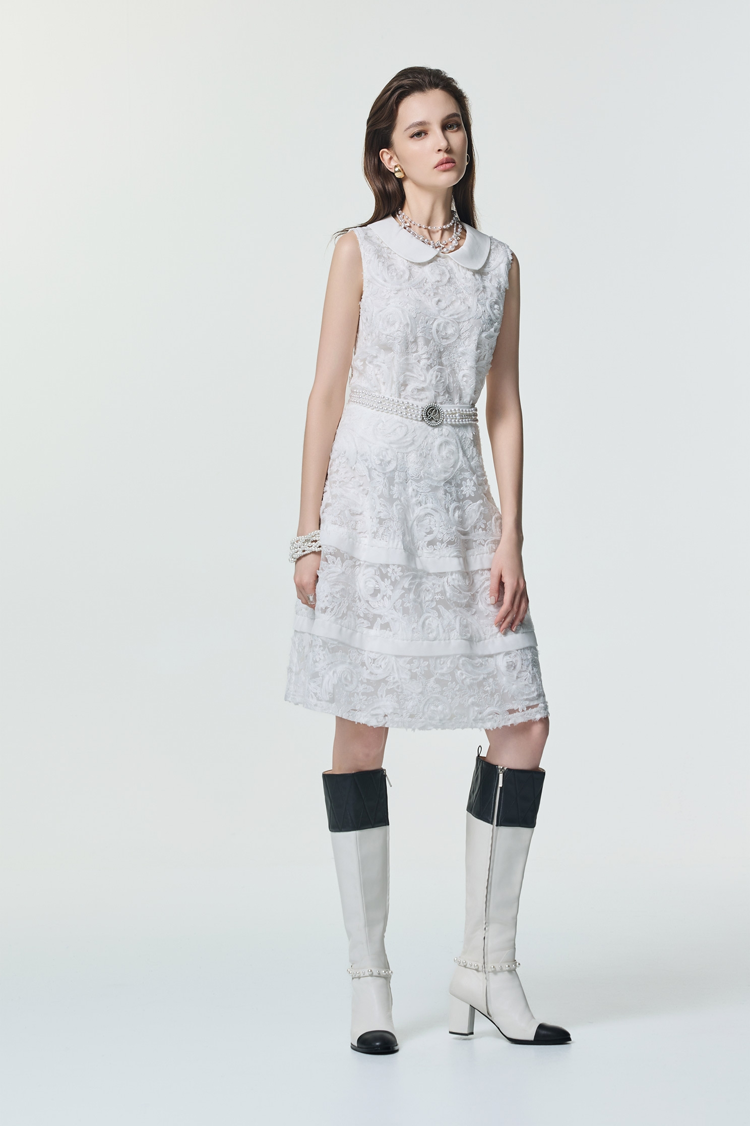 3-D Floral Mesh Midi Skirt3-D Floral Mesh Midi Skirt,Season (SS) Look,White skirts,Tutu skirts,Embroidered,Chiffon