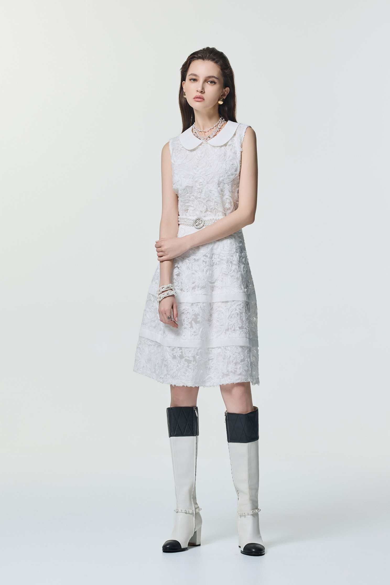 3-D Floral Mesh Midi Skirt3-D Floral Mesh Midi Skirt,Season (SS) Look,White skirts,Tutu skirts,Embroidered,Chiffon